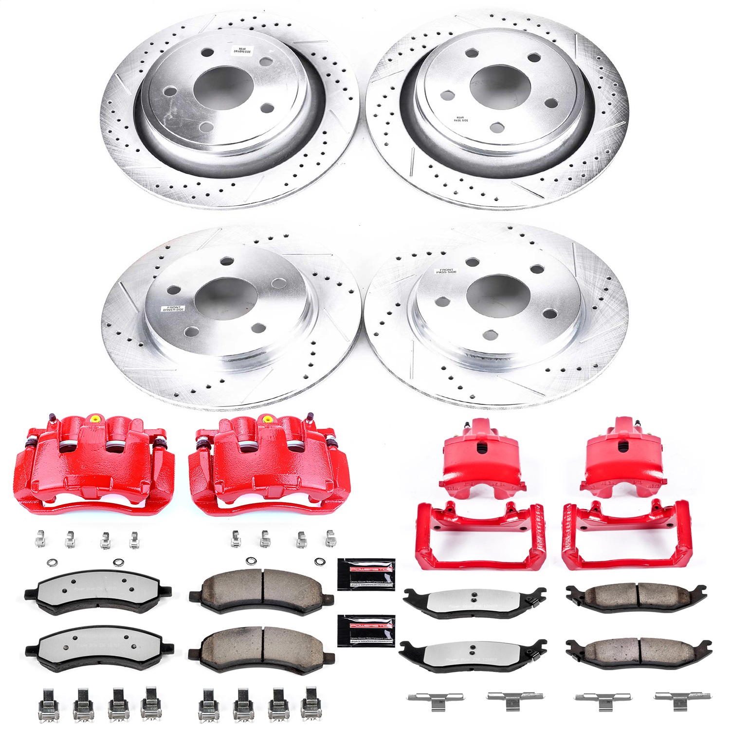 Power Stop - KC2164A-36 - Front and Rear - Disc Brake Pad/Caliper and Rotor Kit