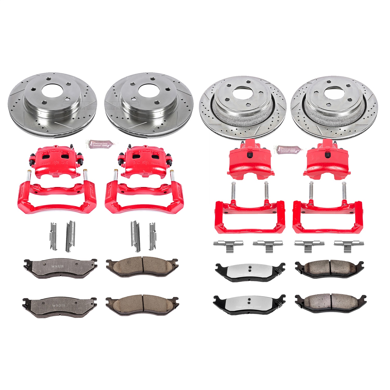 Power Stop - KC2166-36 - Front and Rear - Disc Brake Pad/Caliper and Rotor Kit