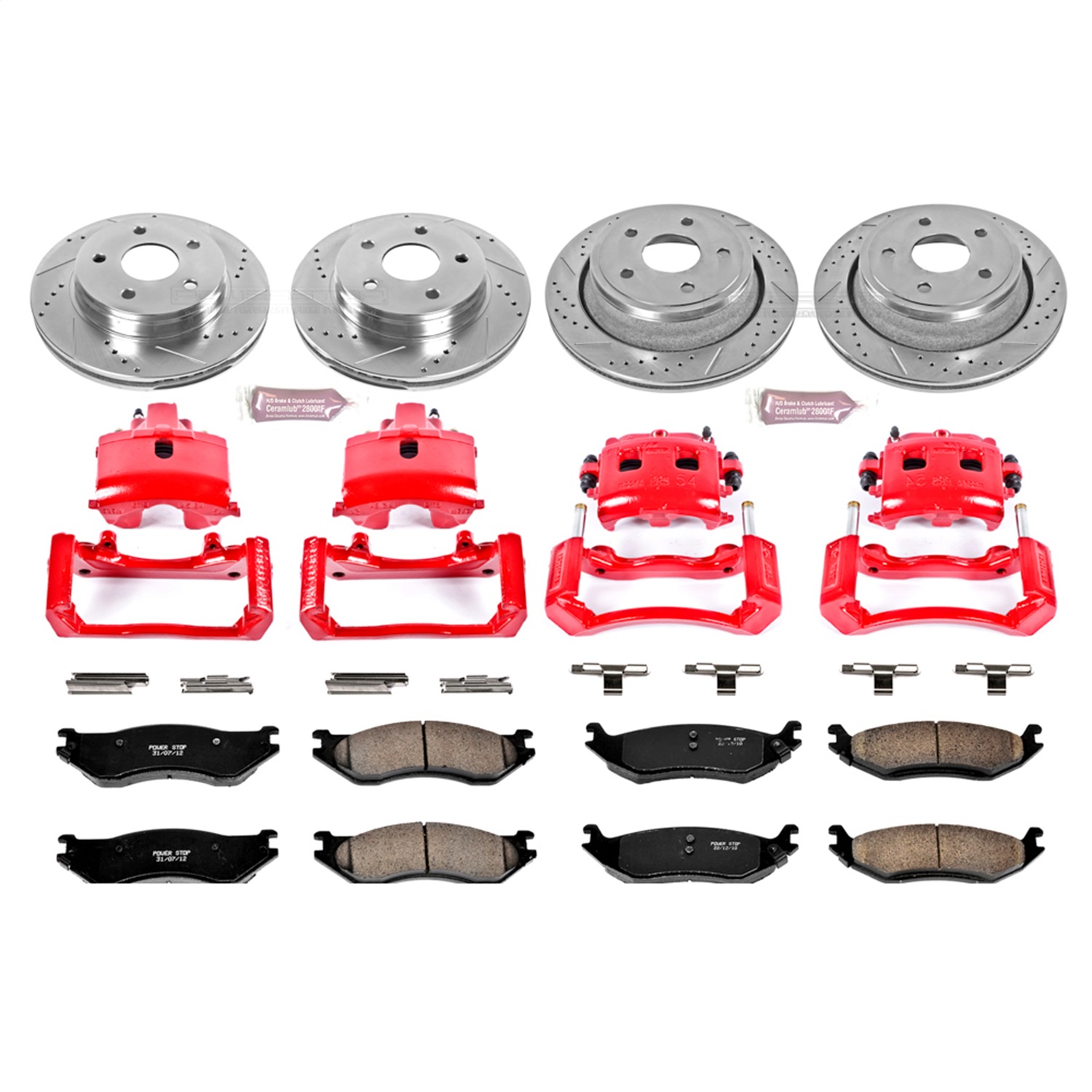 Power Stop - KC2166 - Front and Rear - Disc Brake Pad/Caliper and Rotor Kit