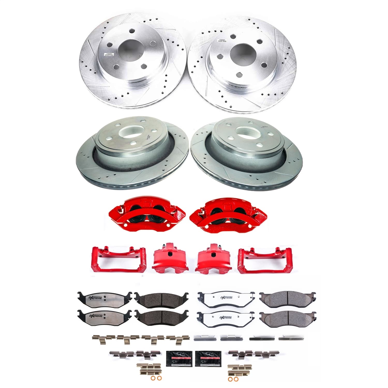 Power Stop - KC2166A-36 - Front and Rear - Disc Brake Pad/Caliper and Rotor Kit