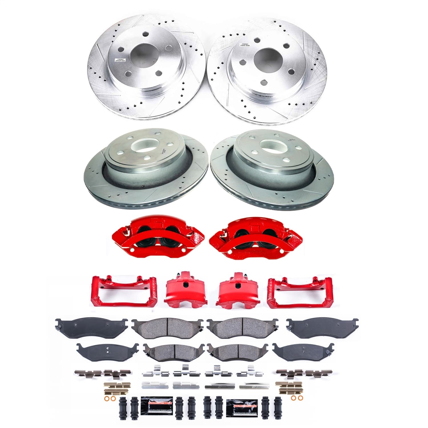 Power Stop - KC2166A - Front and Rear - Disc Brake Pad/Caliper and Rotor Kit