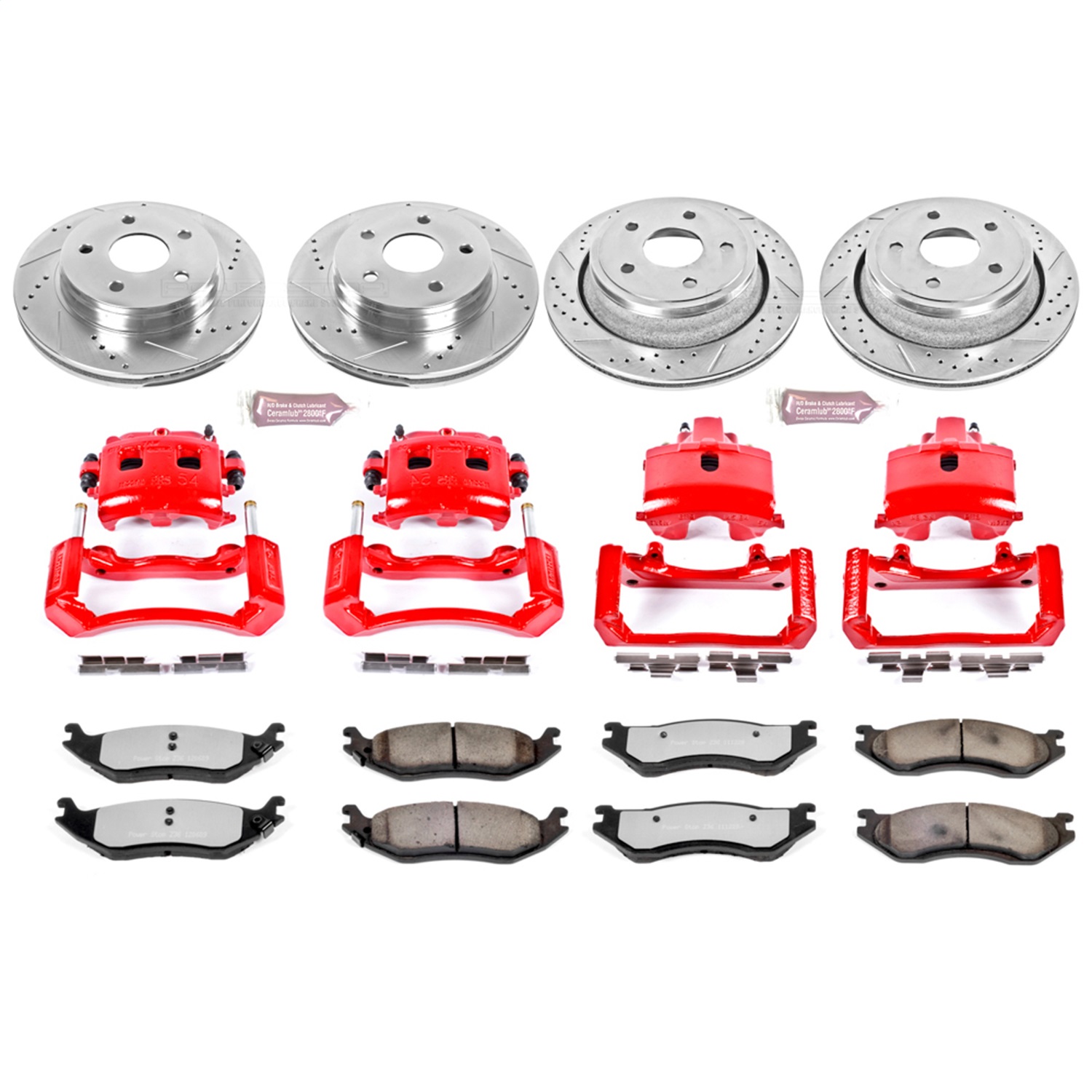 Power Stop - KC2168-36 - Front and Rear - Disc Brake Pad/Caliper and Rotor Kit