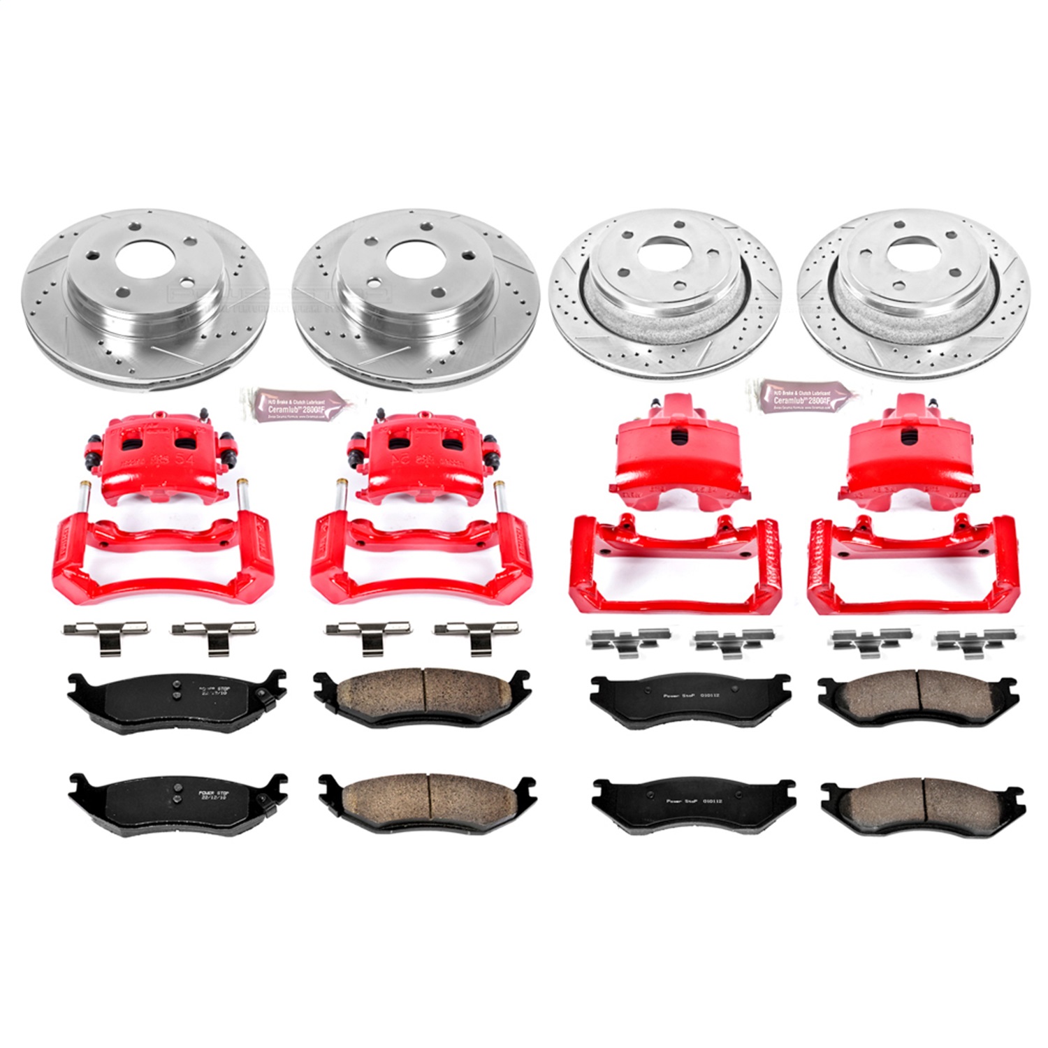 Power Stop - KC2168 - Front and Rear - Disc Brake Pad/Caliper and Rotor Kit