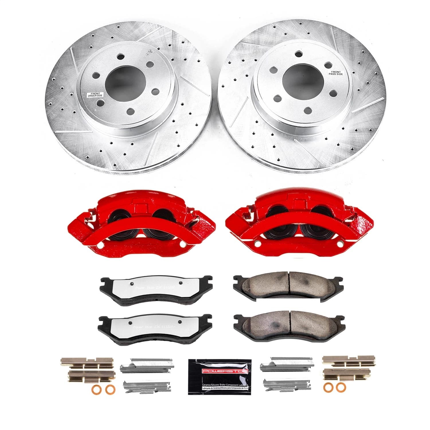Power Stop - KC2178-36 - Front - Disc Brake Pad/Caliper and Rotor Kit