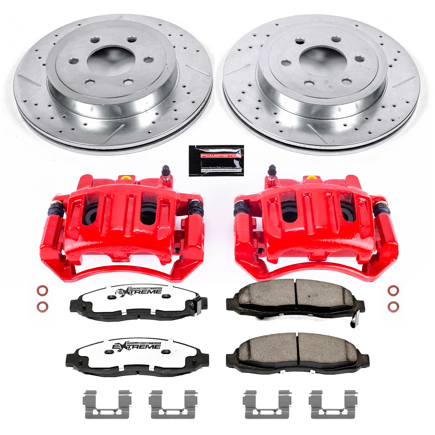 Power Stop - KC2187-36 - Front - Disc Brake Pad/Caliper and Rotor Kit