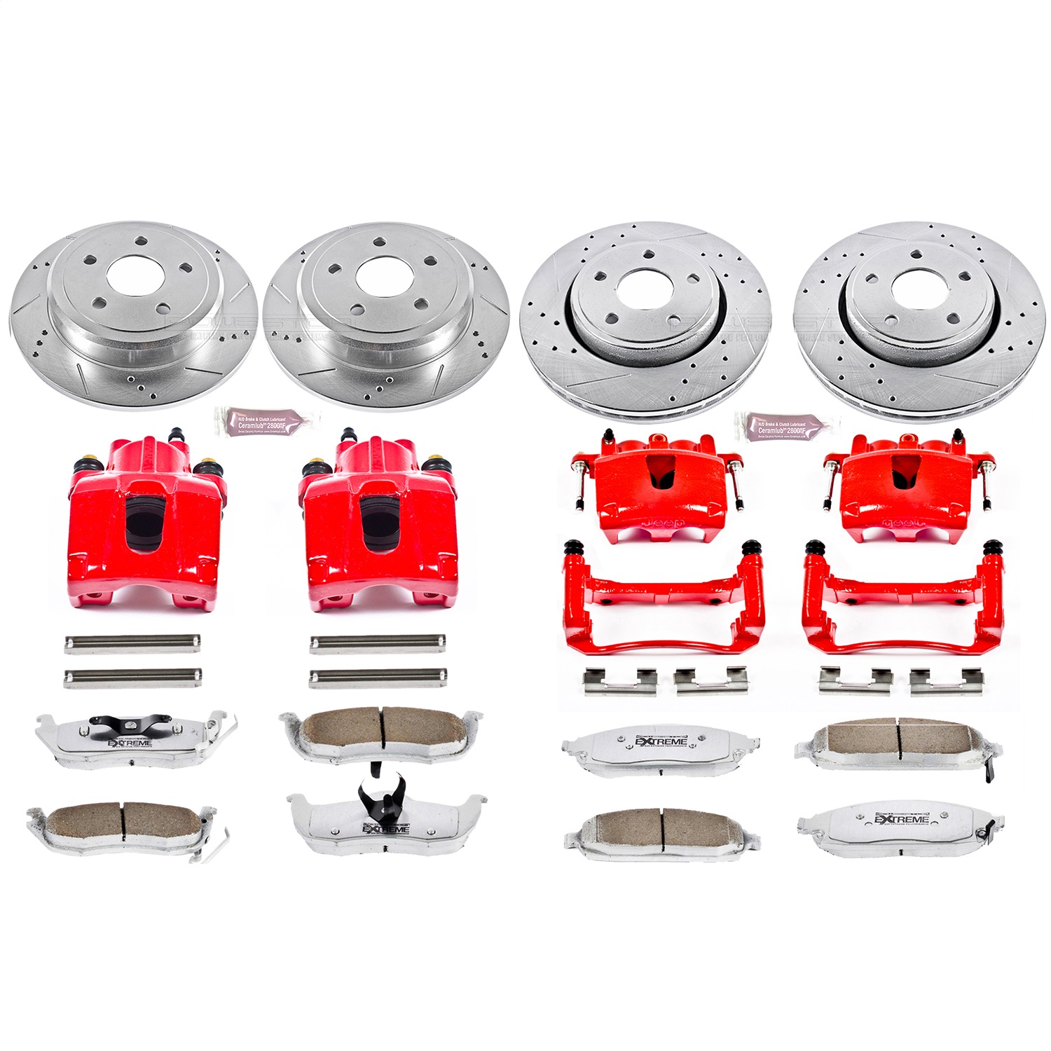 Power Stop - KC2220-26 - Front and Rear - Disc Brake Pad/Caliper and Rotor Kit