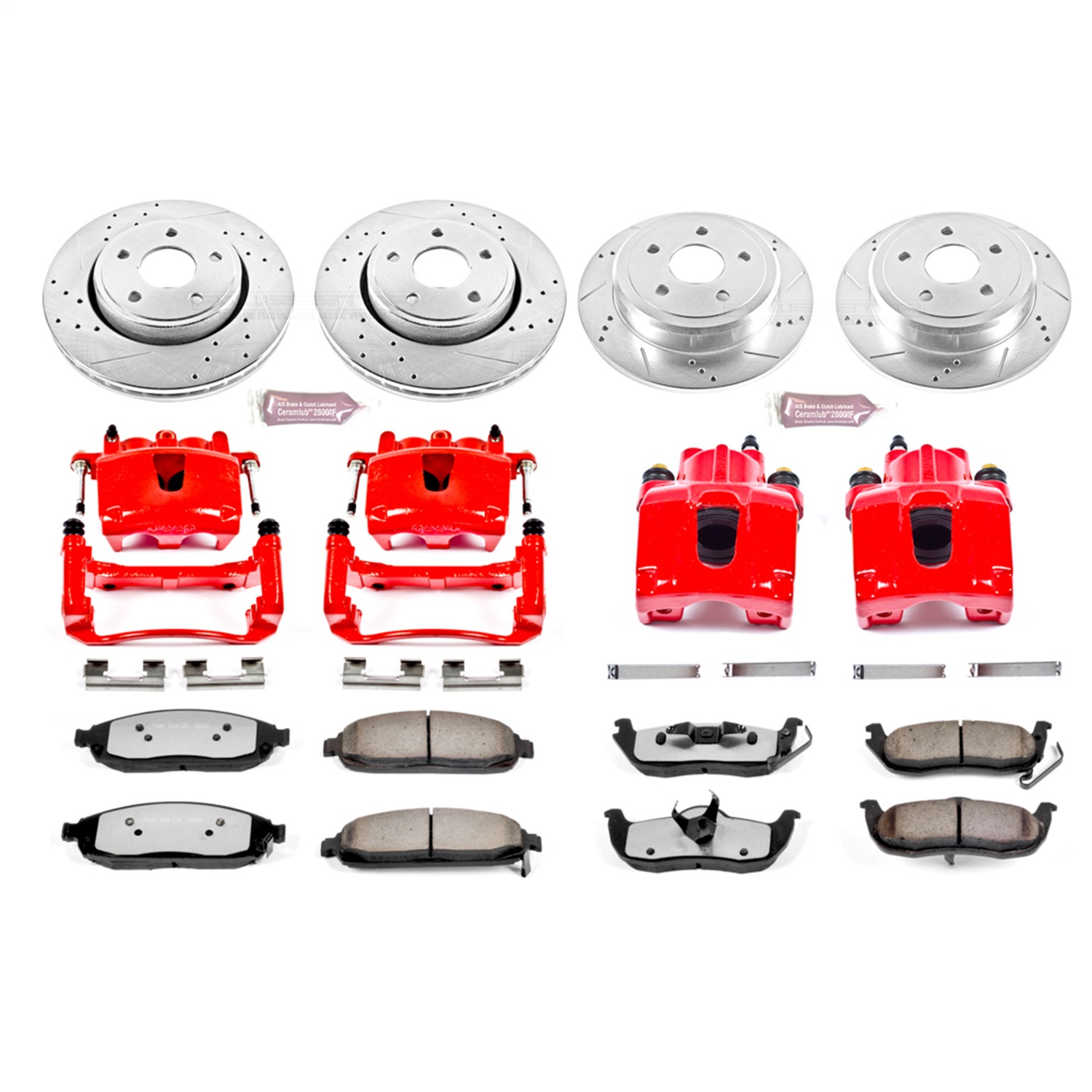 Power Stop - KC2220-36 - Front and Rear - Disc Brake Pad/Caliper and Rotor Kit