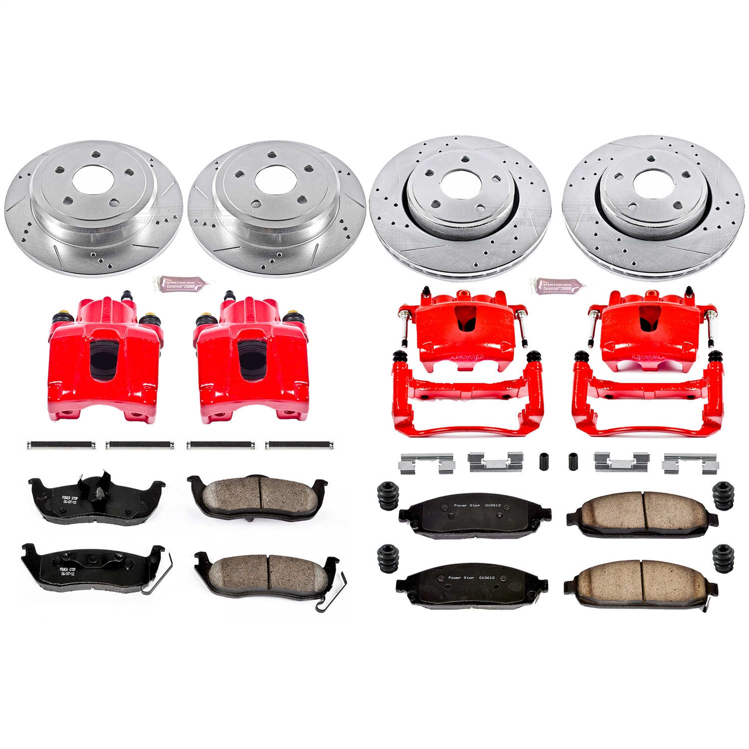 Power Stop - KC2220 - Front and Rear - Disc Brake Pad/Caliper and Rotor Kit