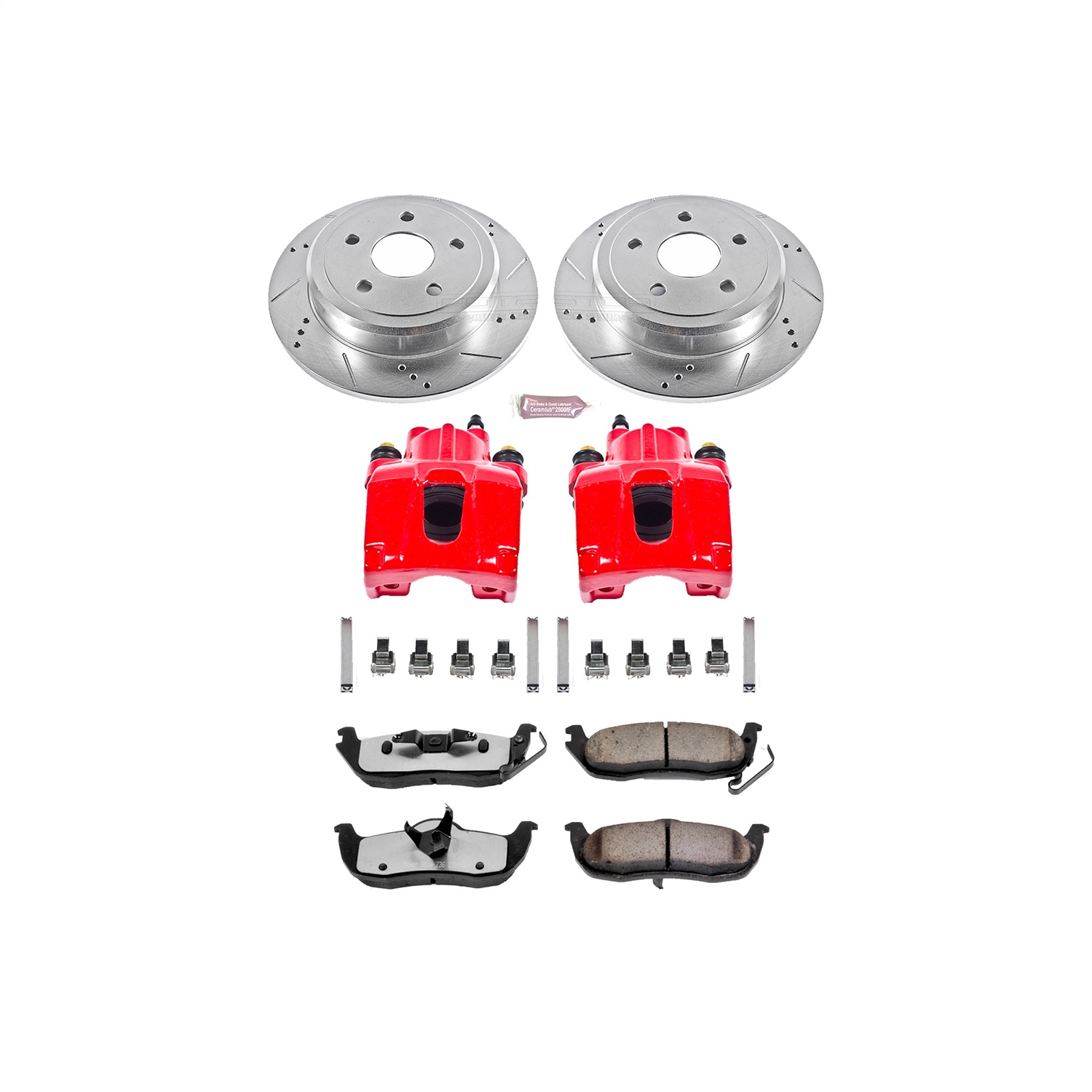 Power Stop - KC2221-36 - Rear - Disc Brake Pad/Caliper and Rotor Kit