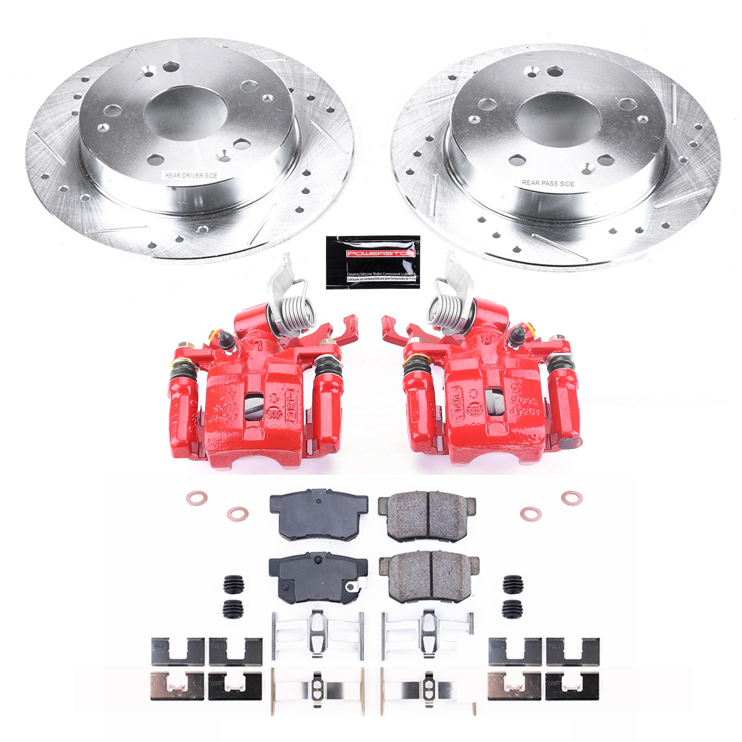 Power Stop - KC2270D - Rear - Disc Brake Pad/Caliper and Rotor Kit