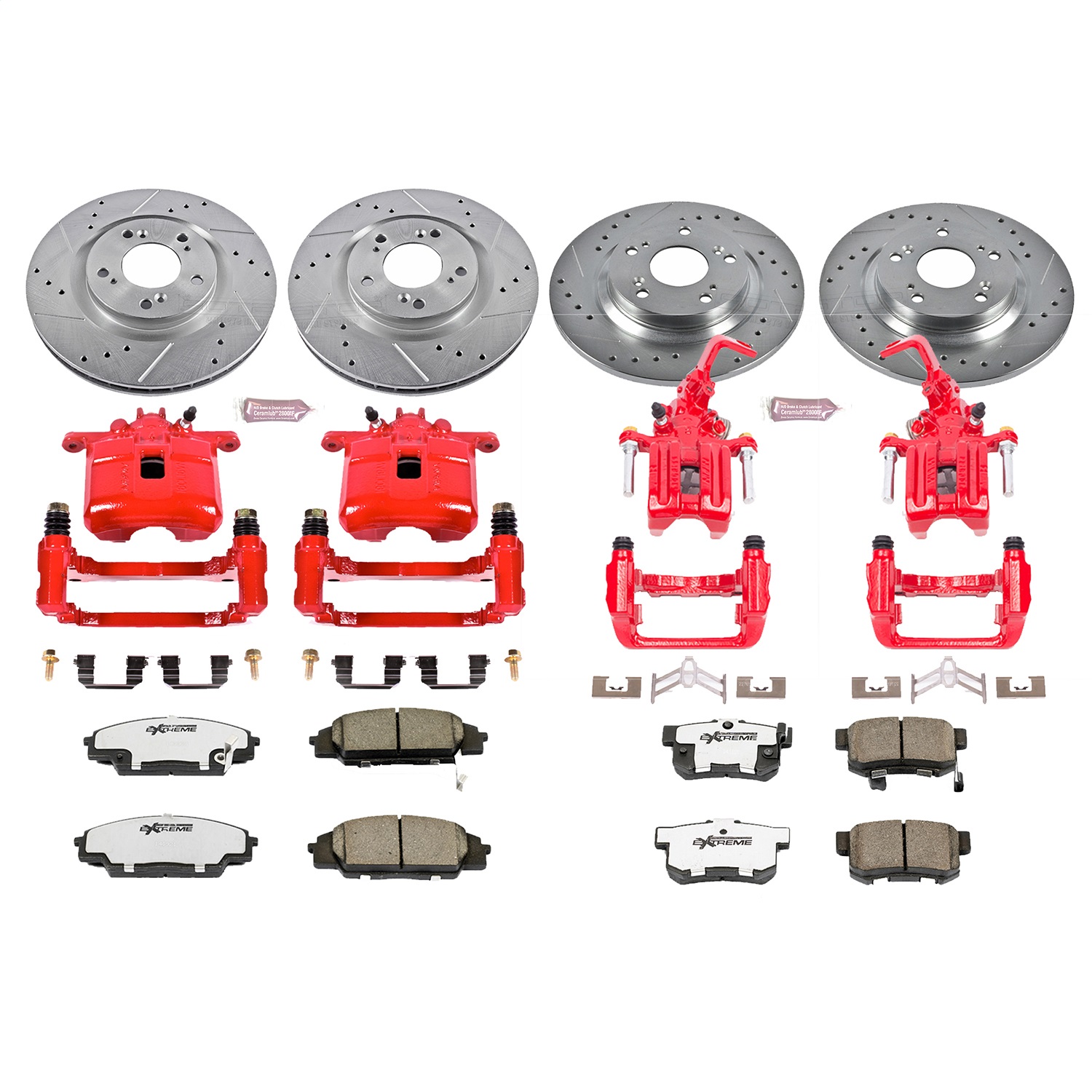 Power Stop - KC2277-26 - Front and Rear - Disc Brake Pad/Caliper and Rotor Kit