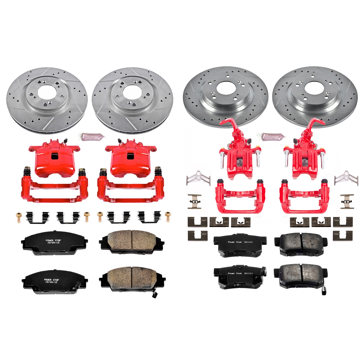 Power Stop - KC2277 - Front and Rear - Disc Brake Pad/Caliper and Rotor Kit