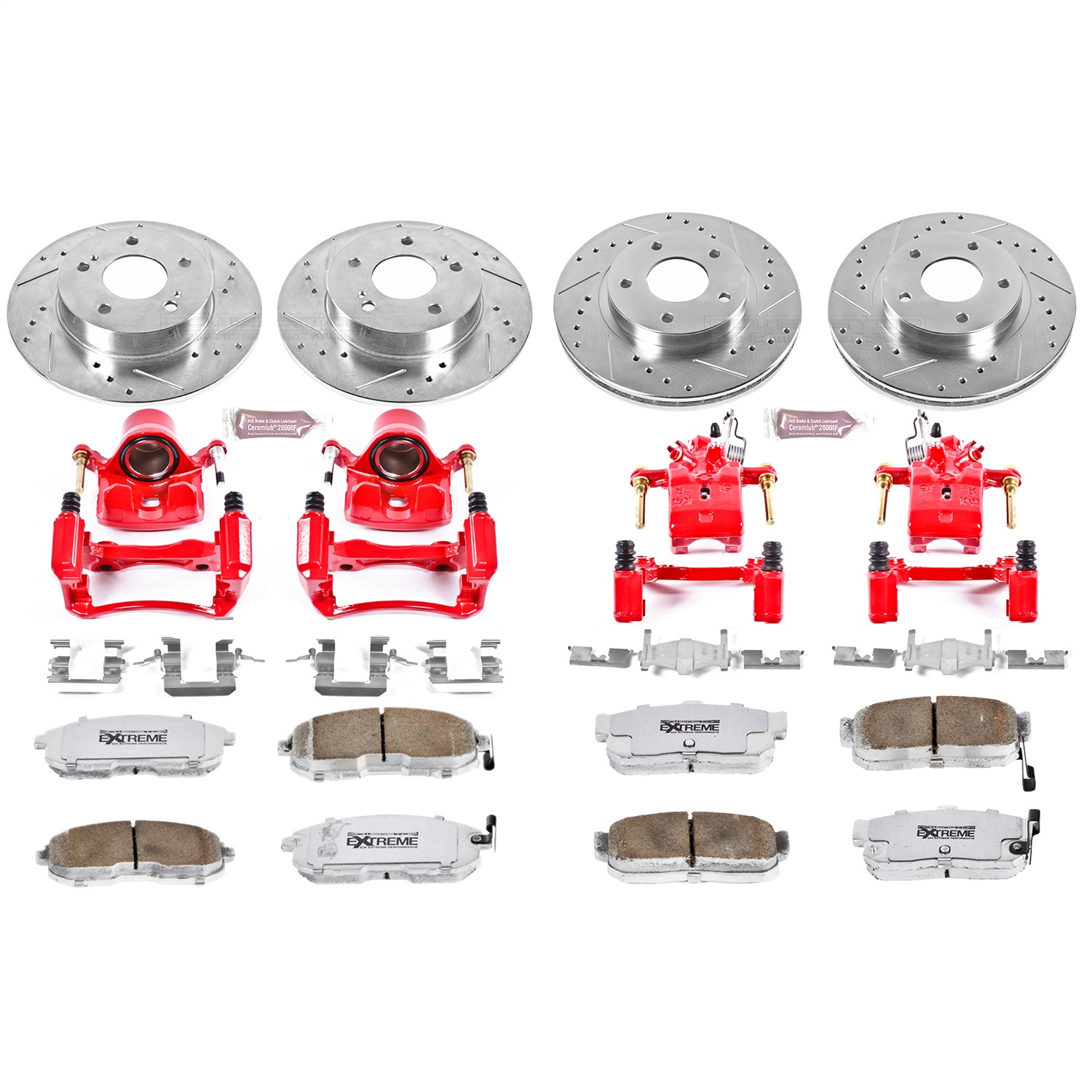 Power Stop - KC2281-26 - Front and Rear - Disc Brake Pad/Caliper and Rotor Kit