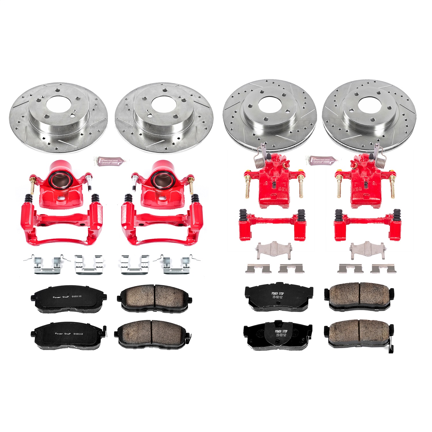 Power Stop - KC2281 - Front and Rear - Disc Brake Pad/Caliper and Rotor Kit