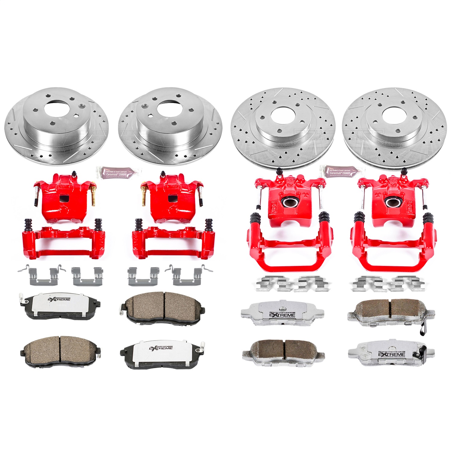 Power Stop - KC2283-26 - Front and Rear - Disc Brake Pad/Caliper and Rotor Kit