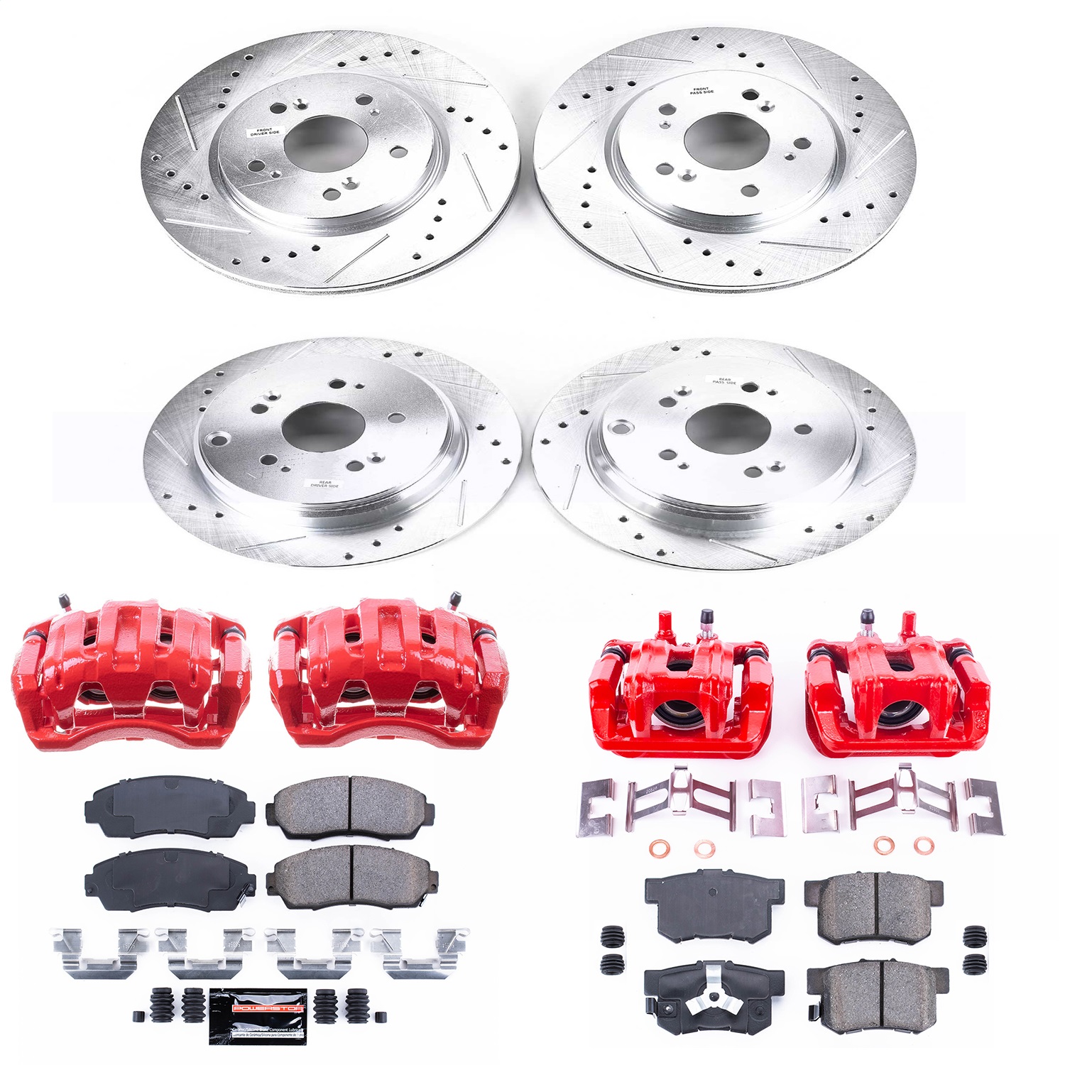 Power Stop - KC229 - Front and Rear - Disc Brake Pad/Caliper and Rotor Kit