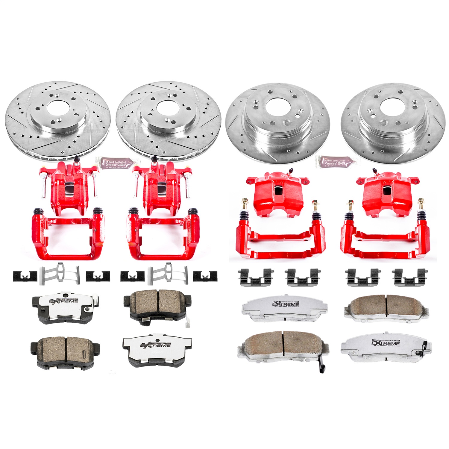 Power Stop - KC2295-26 - Front and Rear - Disc Brake Pad/Caliper and Rotor Kit