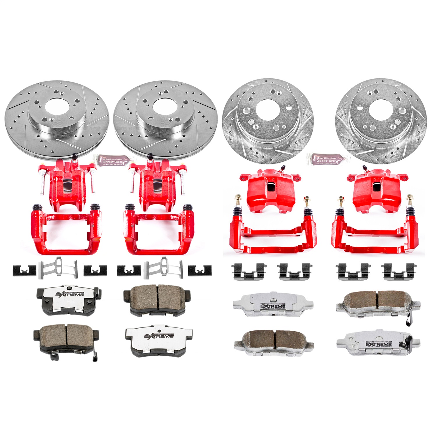 Power Stop - KC2296-26 - Front and Rear - Disc Brake Pad/Caliper and Rotor Kit