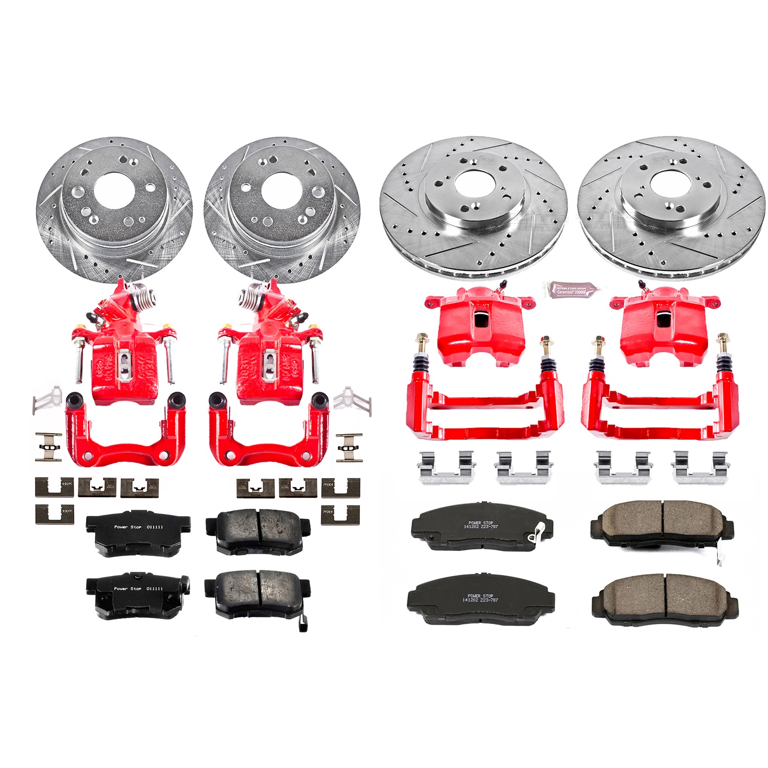 Power Stop - KC2296 - Front and Rear - Disc Brake Pad/Caliper and Rotor Kit