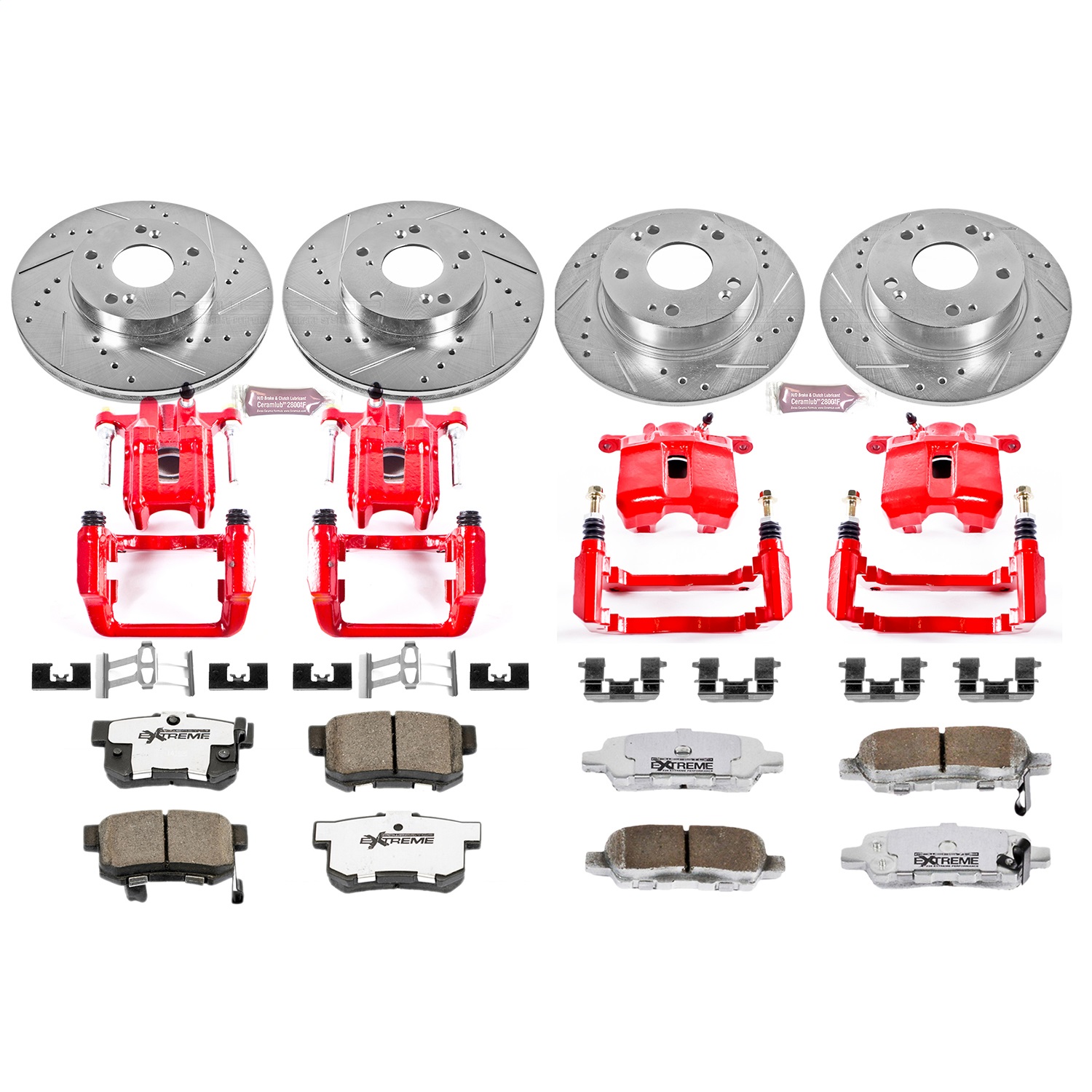 Power Stop - KC2297-26 - Front and Rear - Disc Brake Pad/Caliper and Rotor Kit