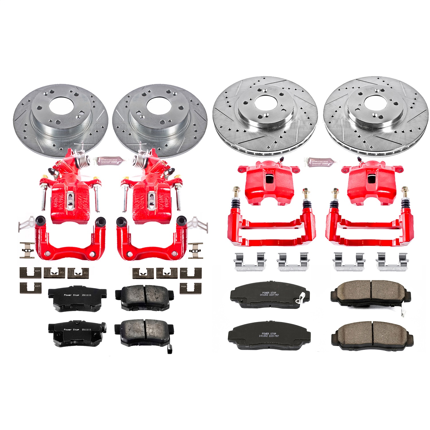 Power Stop - KC2297 - Front and Rear - Disc Brake Pad/Caliper and Rotor Kit