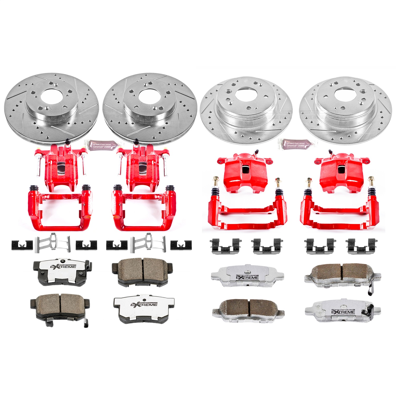 Power Stop - KC2298-26 - Front and Rear - Disc Brake Pad/Caliper and Rotor Kit