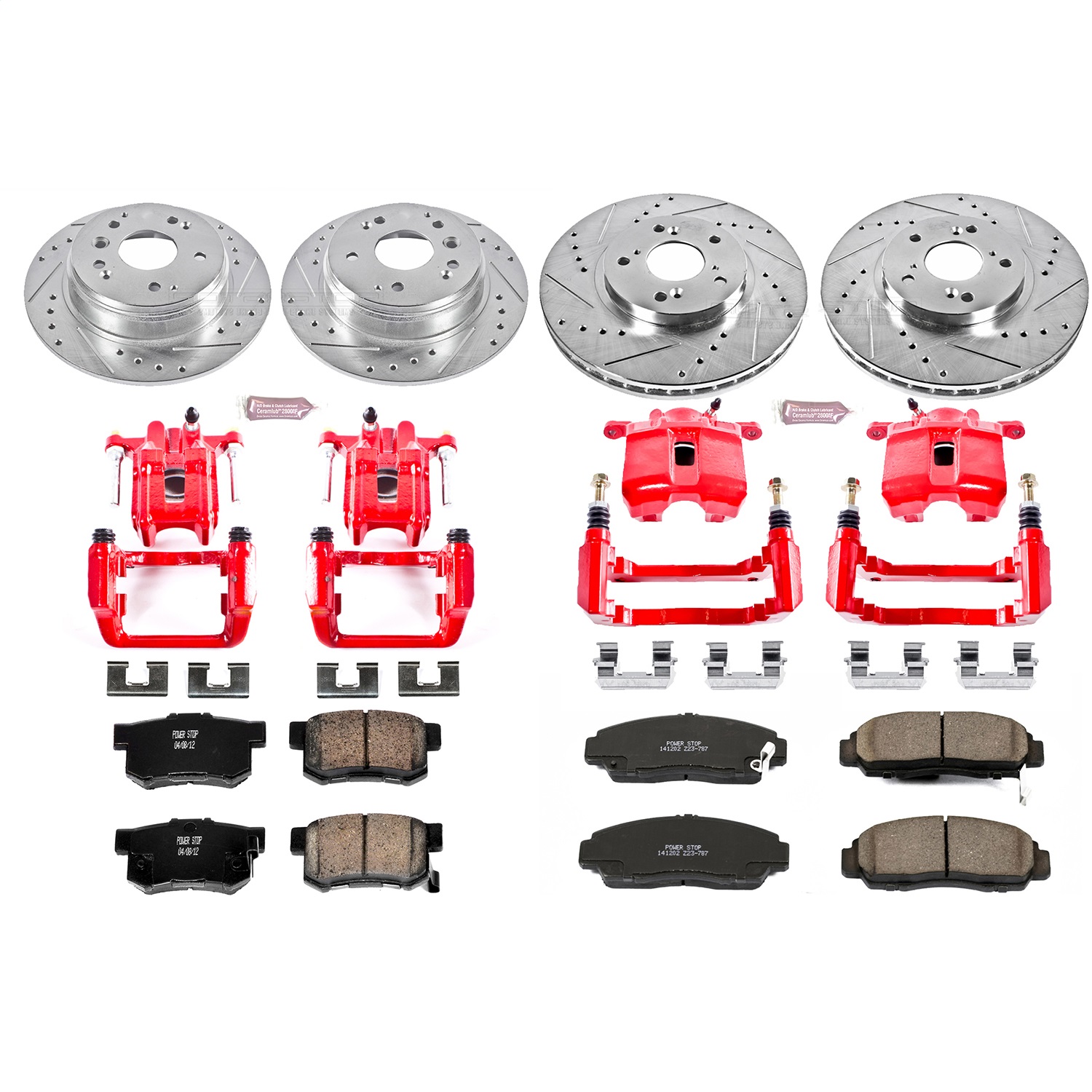Power Stop - KC2298 - Front and Rear - Disc Brake Pad/Caliper and Rotor Kit