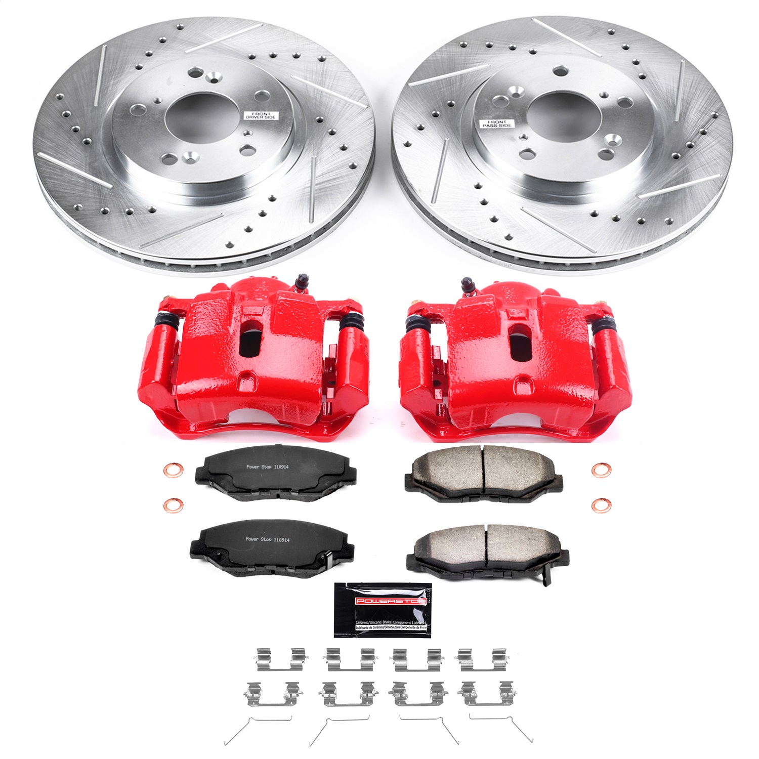 Power Stop - KC2302-36 - Front - Disc Brake Pad/Caliper and Rotor Kit