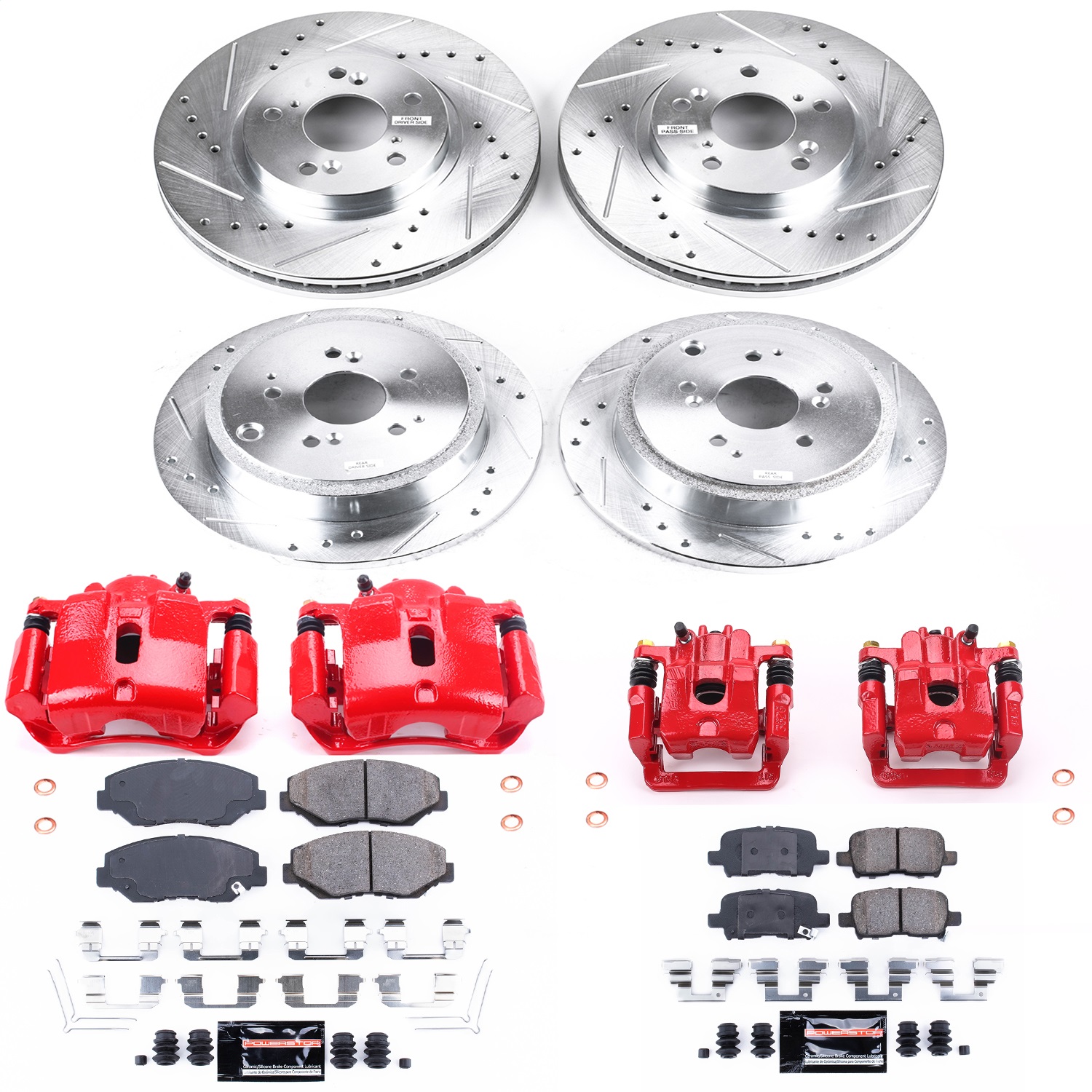 Power Stop - KC2303 - Front and Rear - Disc Brake Pad/Caliper and Rotor Kit