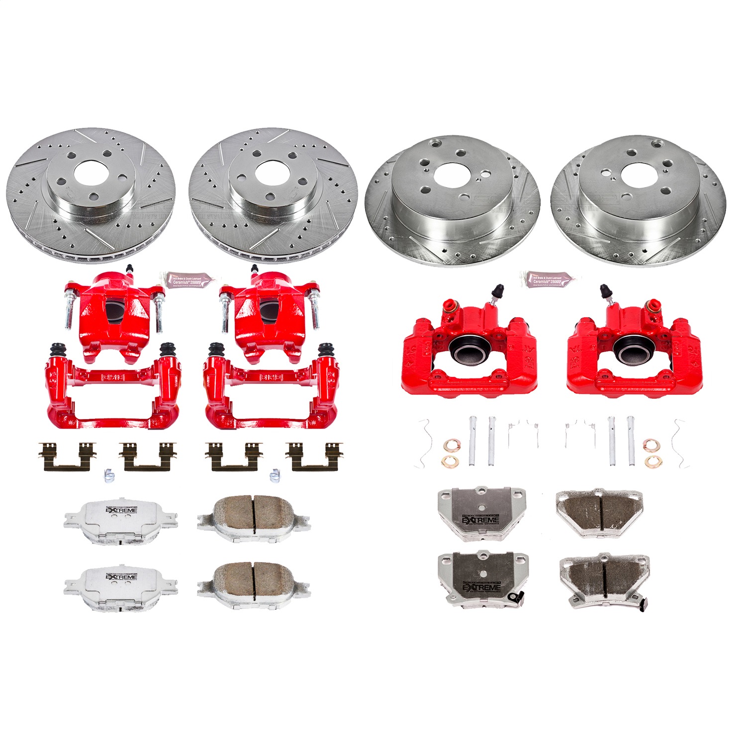 Power Stop - KC2314A-26 - Front and Rear - Disc Brake Pad/Caliper and Rotor Kit