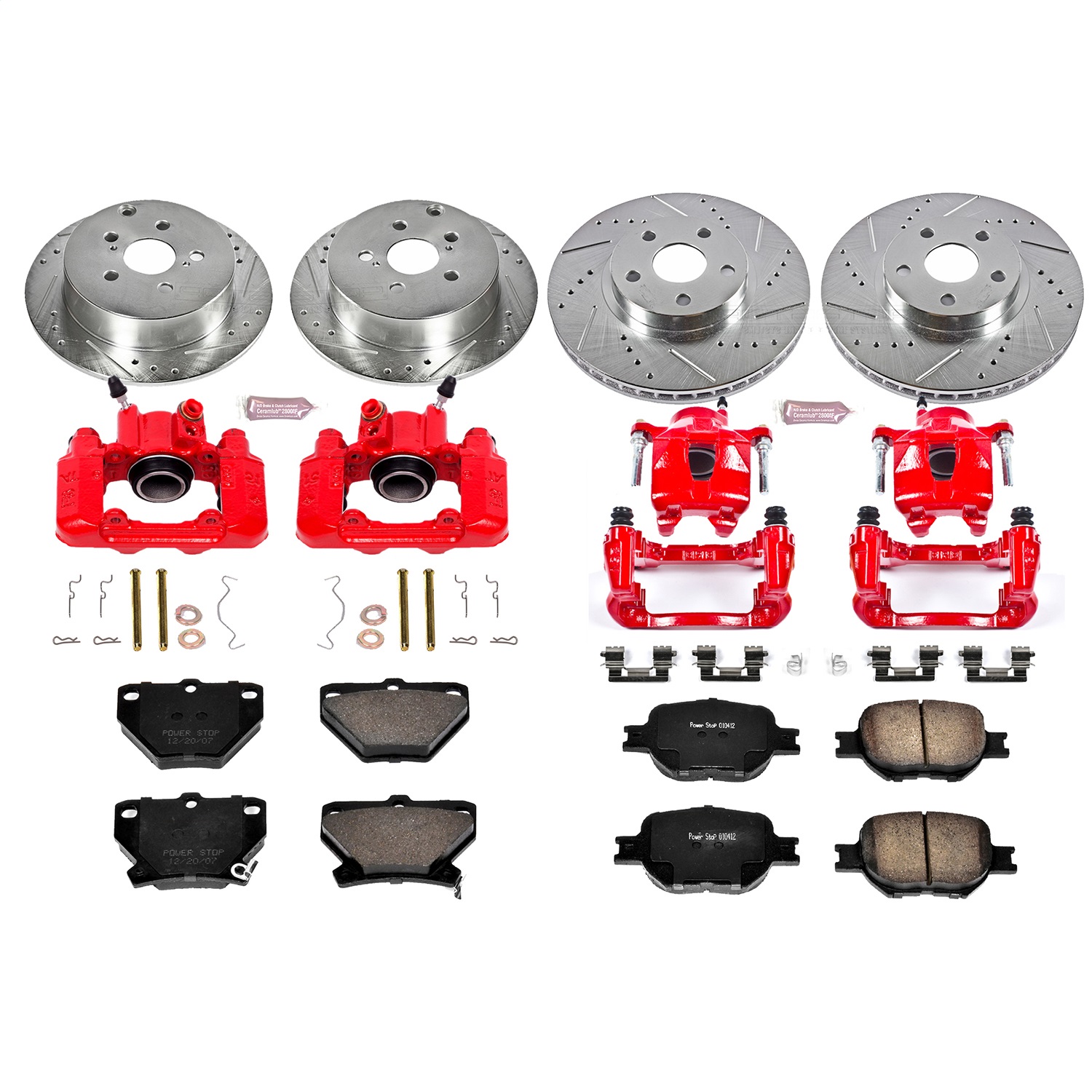 Power Stop - KC2314A - Front and Rear - Disc Brake Pad/Caliper and Rotor Kit