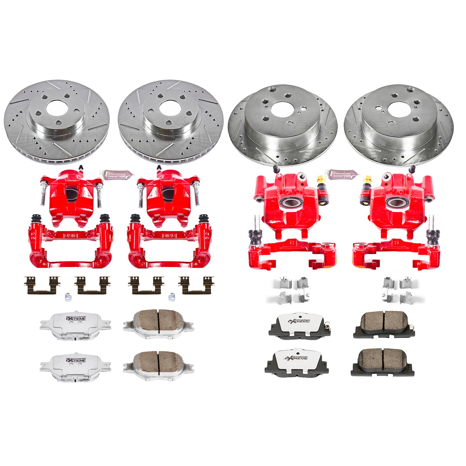 Power Stop - KC2315-26 - Front and Rear - Disc Brake Pad/Caliper and Rotor Kit