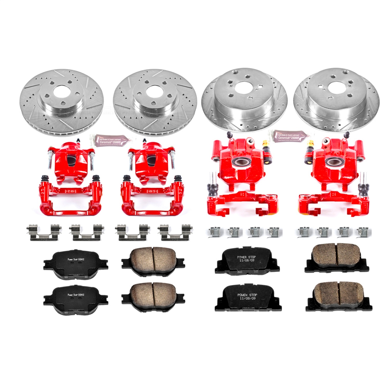 Power Stop - KC2315 - Front and Rear - Disc Brake Pad/Caliper and Rotor Kit