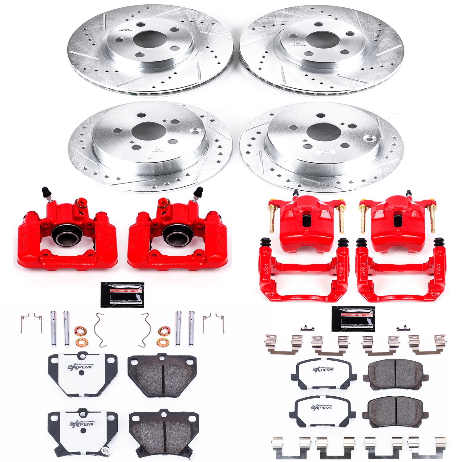 Power Stop - KC2317-26 - Front and Rear - Disc Brake Pad/Caliper and Rotor Kit