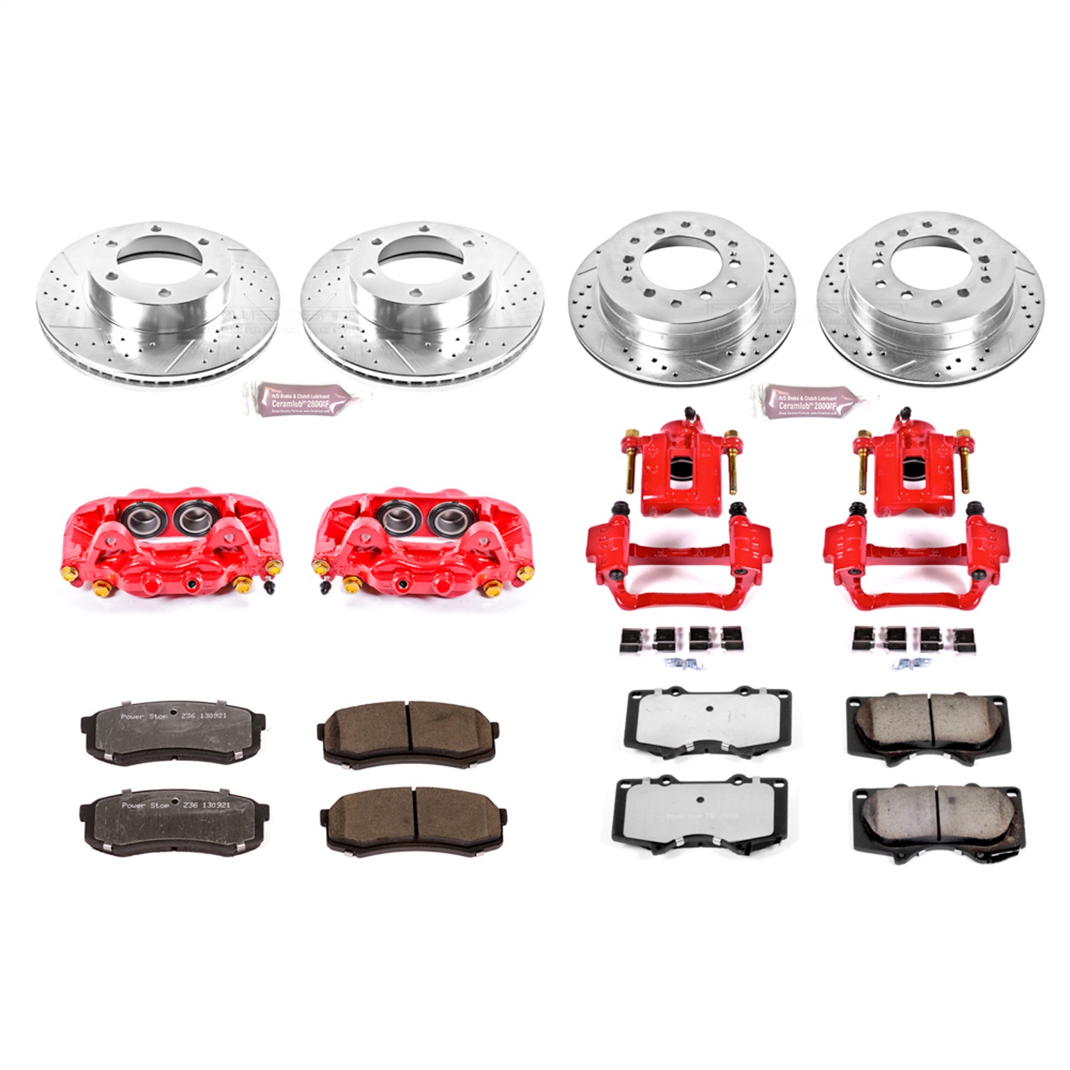 Power Stop - KC2325-36 - Front and Rear - Disc Brake Pad/Caliper and Rotor Kit