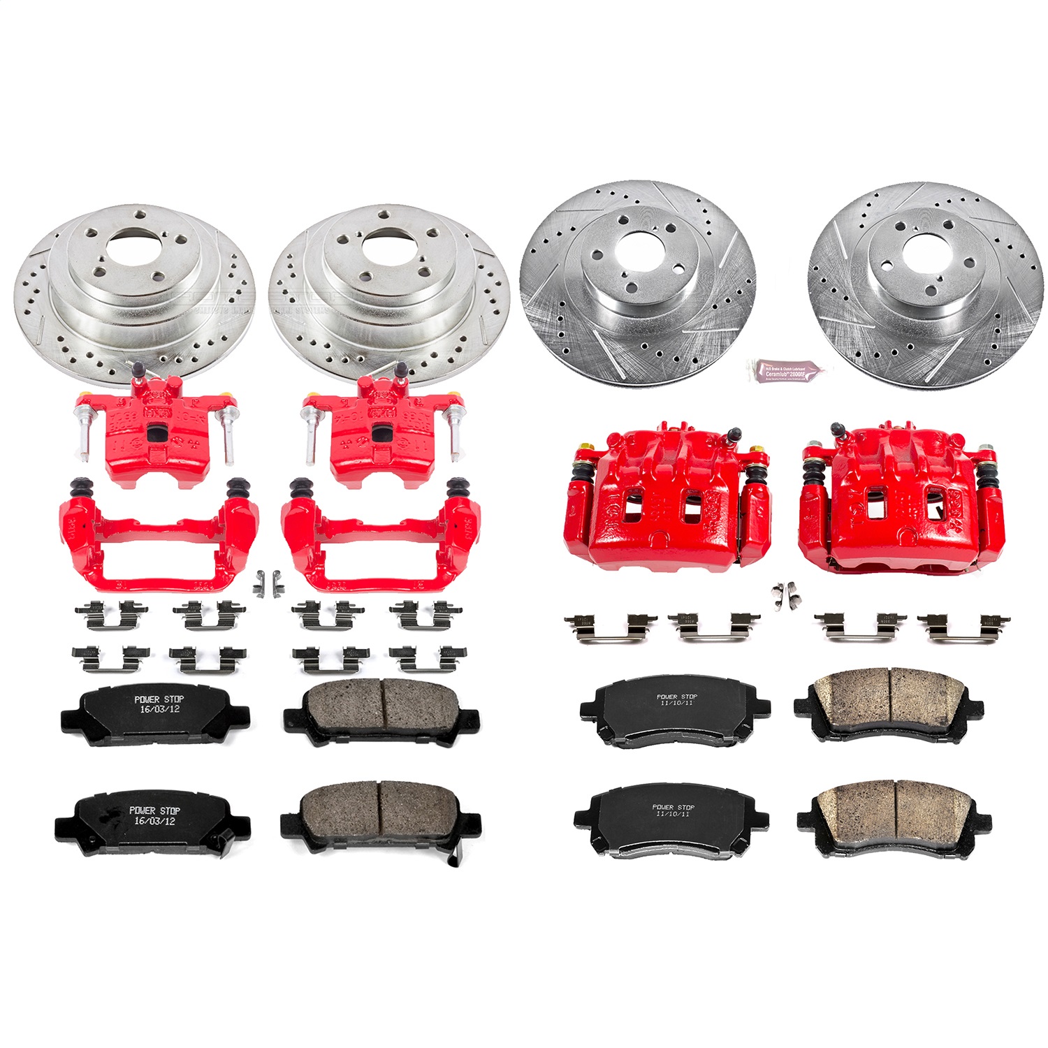 Power Stop - KC2371 - Front and Rear - Disc Brake Pad/Caliper and Rotor Kit