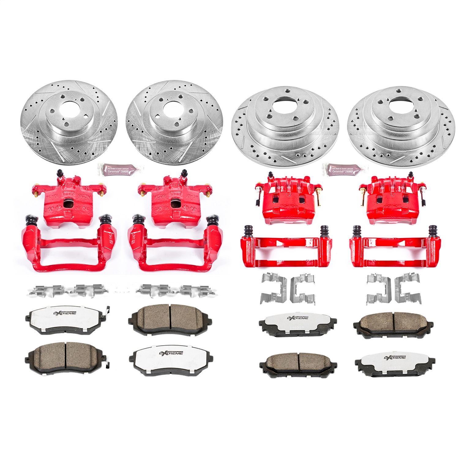 Power Stop - KC2376-26 - Front and Rear - Disc Brake Pad/Caliper and Rotor Kit