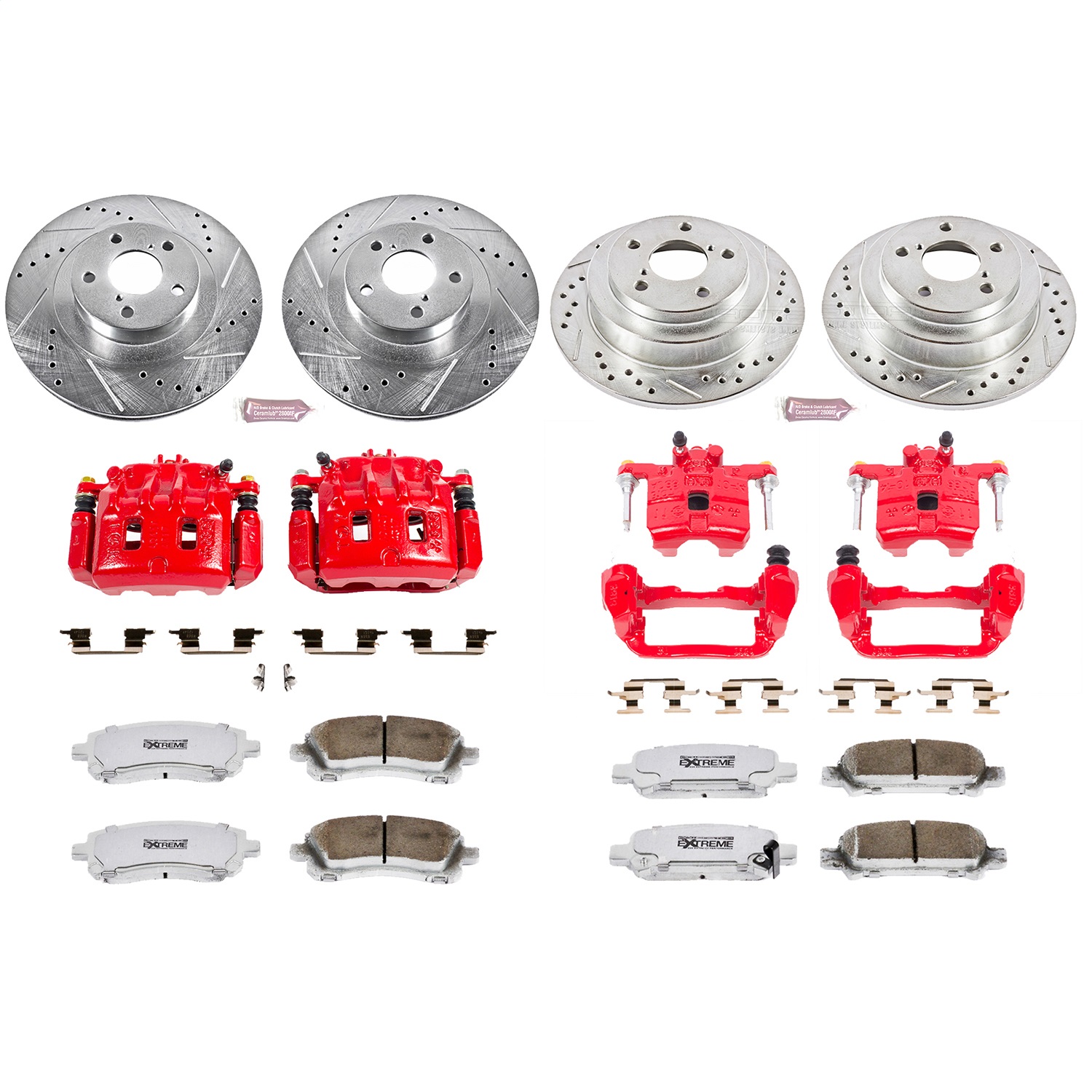 Power Stop - KC2377-26 - Front and Rear - Disc Brake Pad/Caliper and Rotor Kit