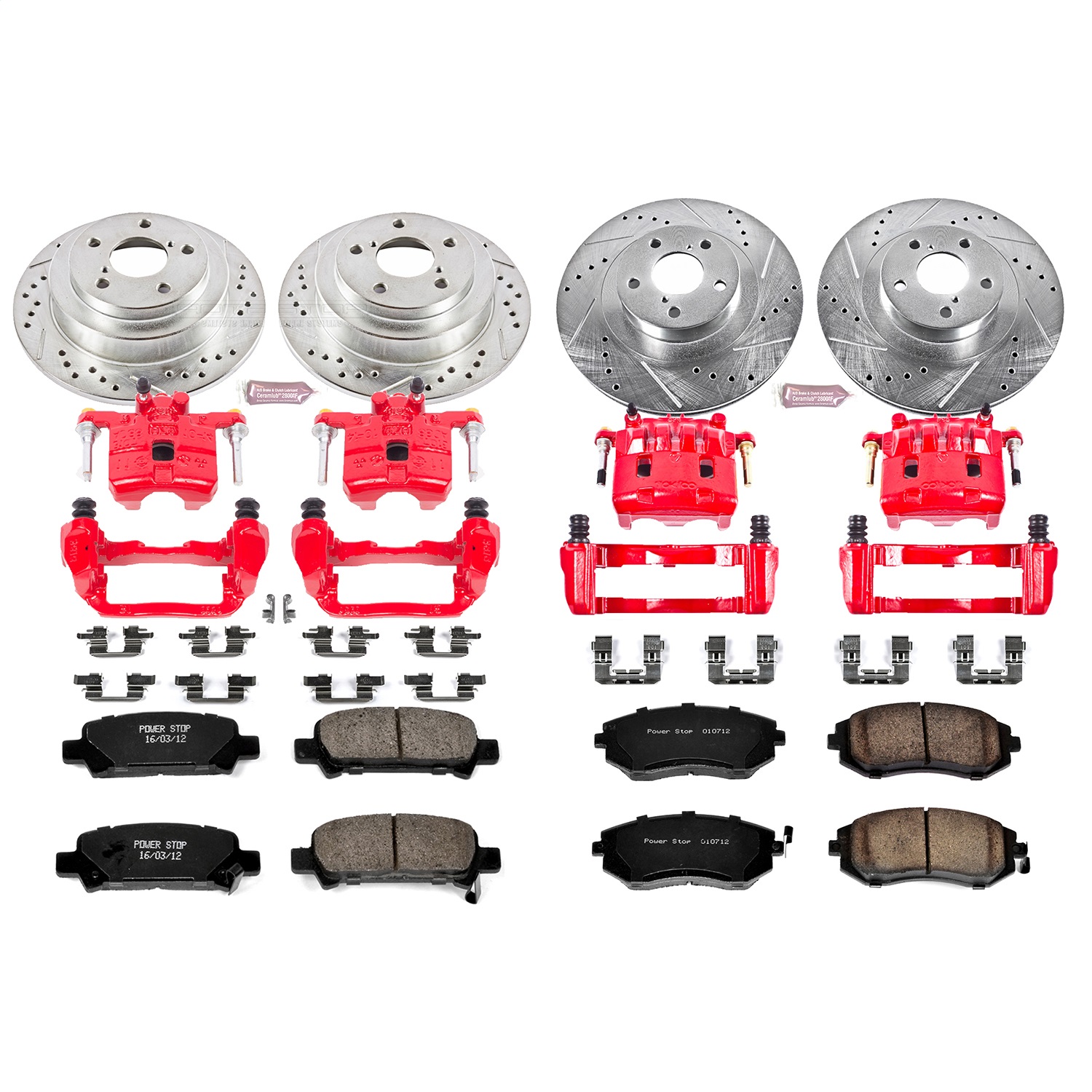 Power Stop - KC2377 - Front and Rear - Disc Brake Pad/Caliper and Rotor Kit