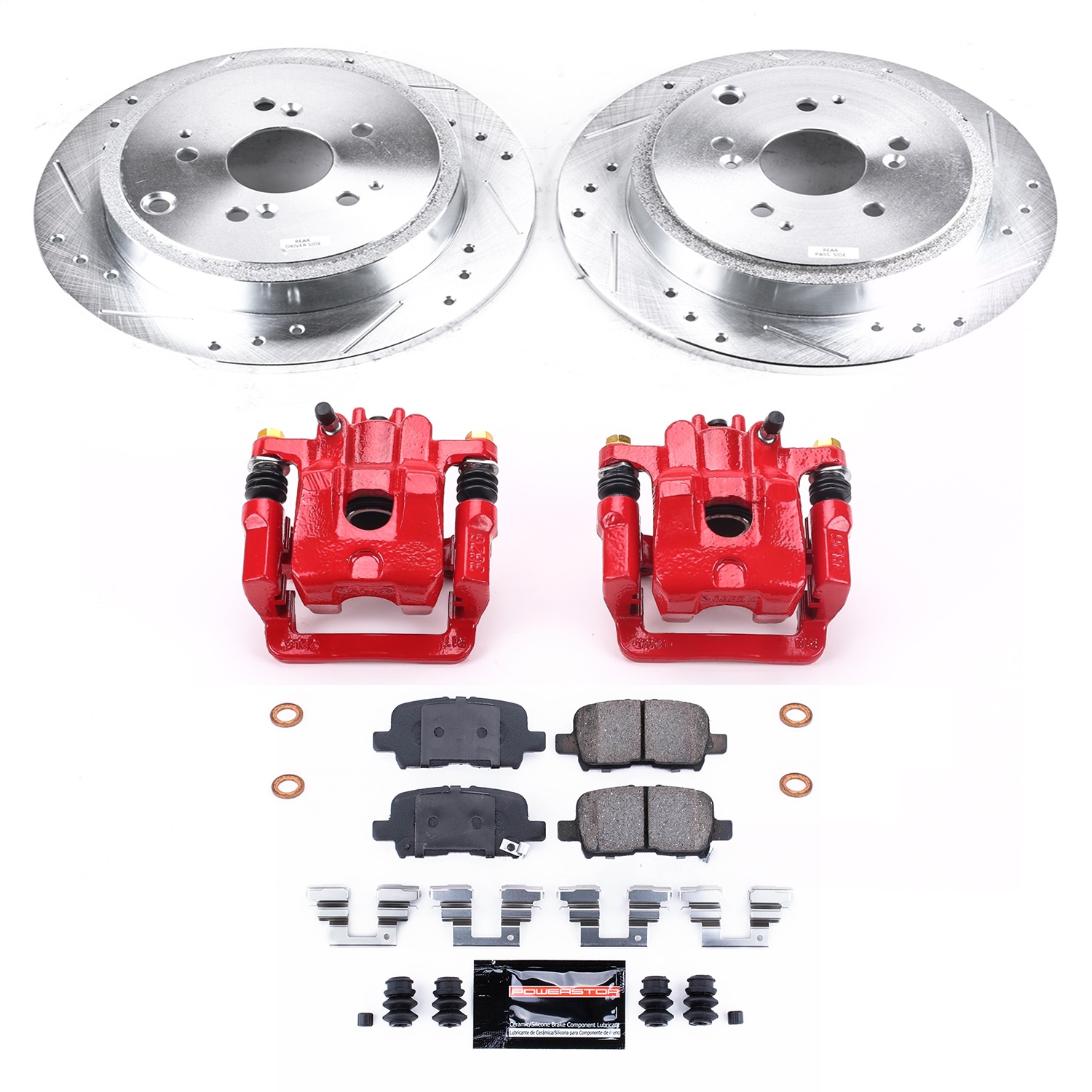 Power Stop - KC2382 - Rear - Disc Brake Pad/Caliper and Rotor Kit