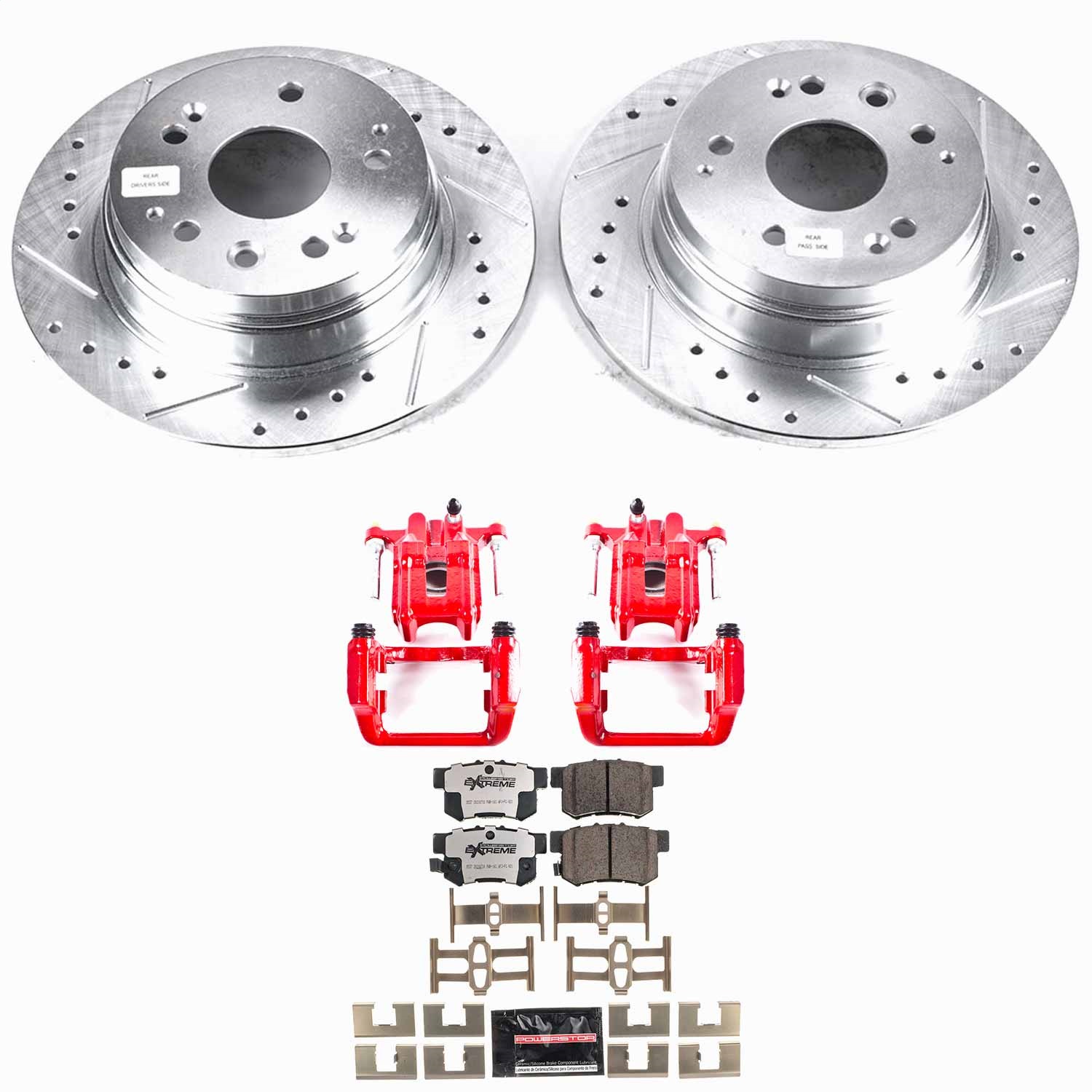 Power Stop - KC2383-26 - Rear - Disc Brake Pad/Caliper and Rotor Kit