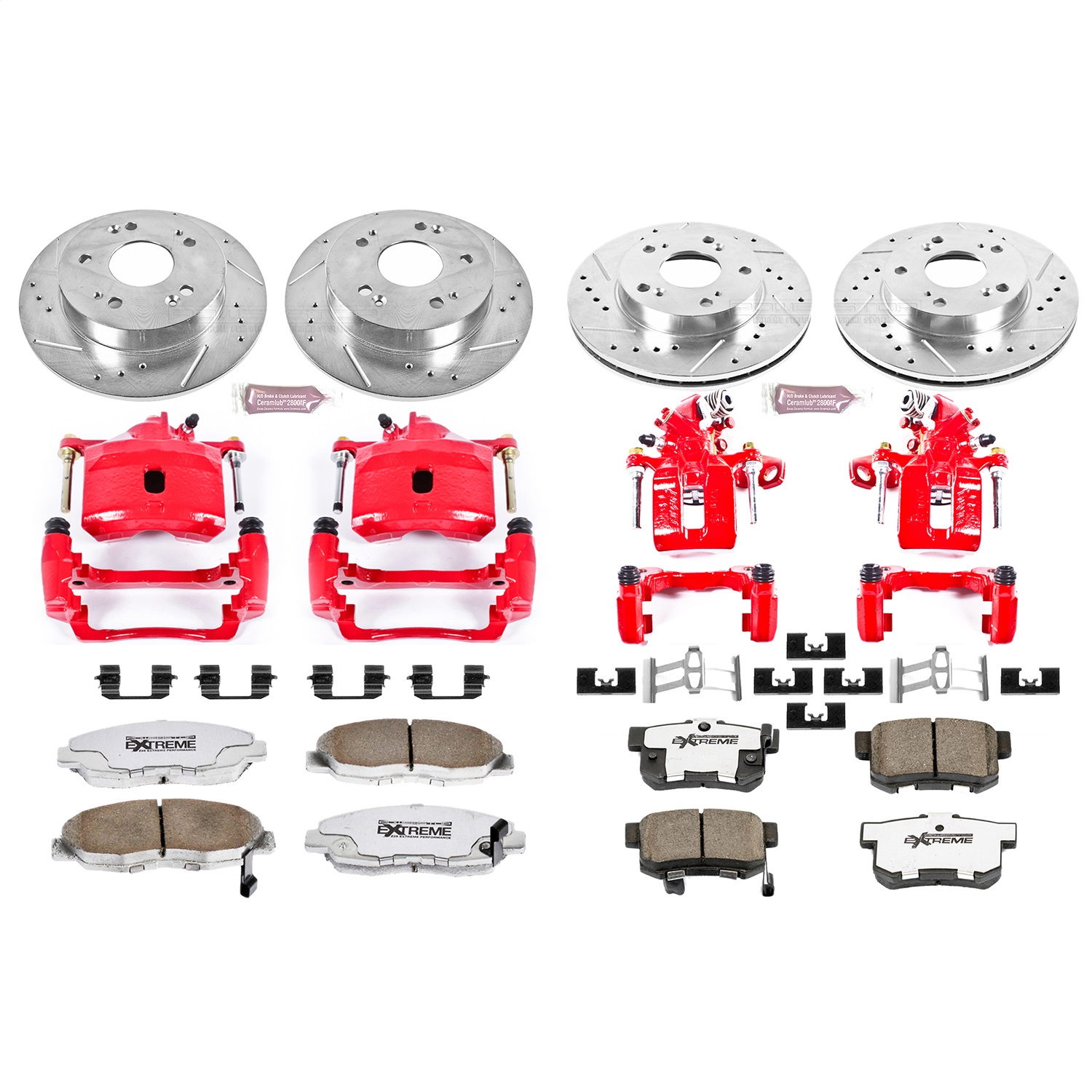 Power Stop - KC2385-26 - Front and Rear - Disc Brake Pad/Caliper and Rotor Kit