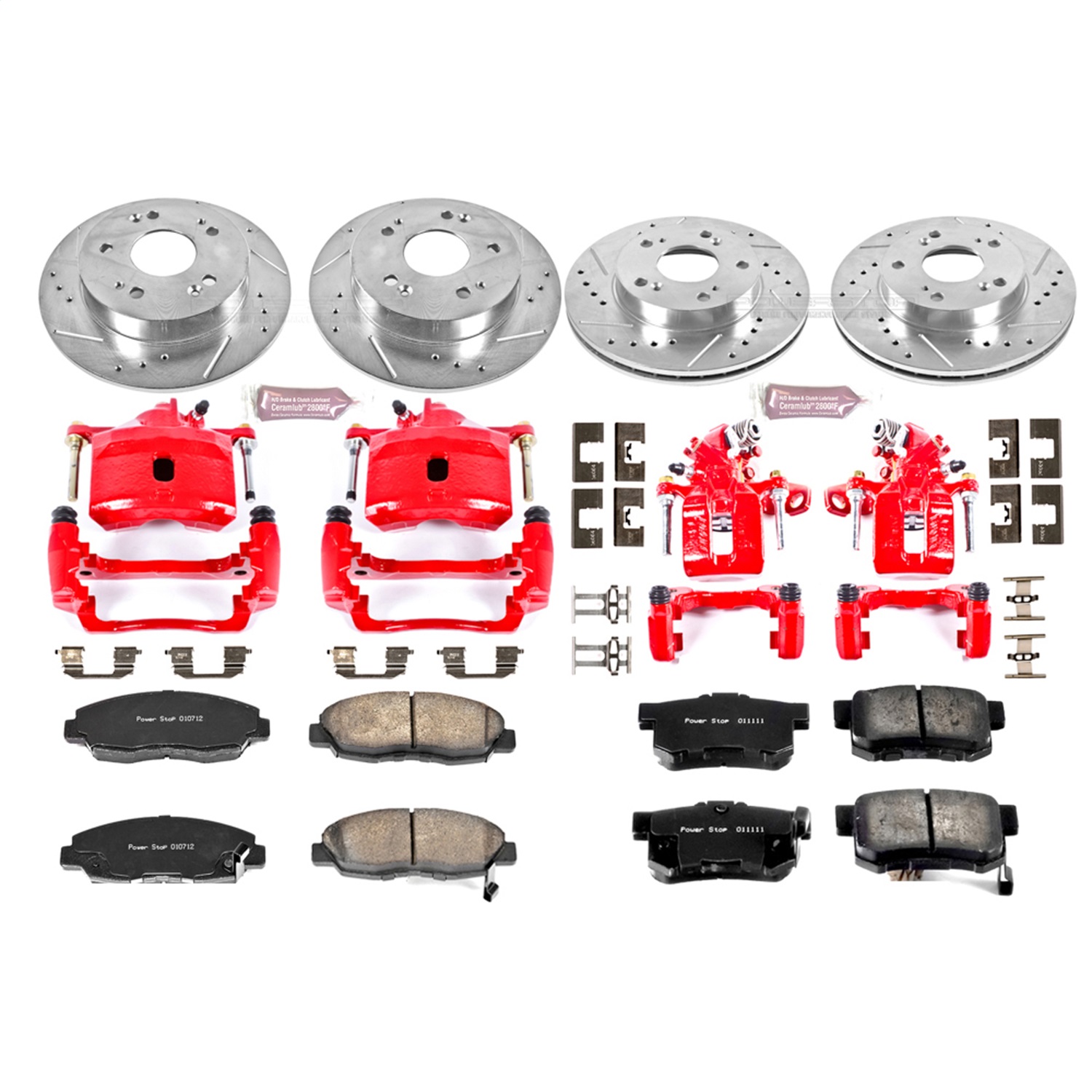 Power Stop - KC2385 - Front and Rear - Disc Brake Pad/Caliper and Rotor Kit