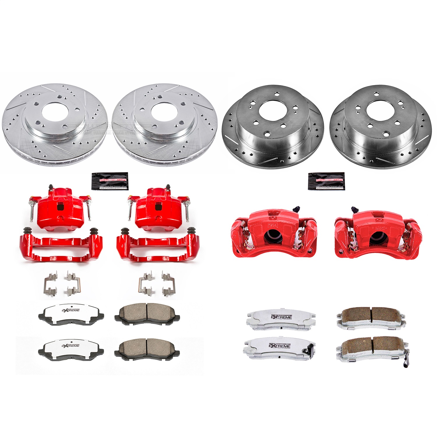 Power Stop - KC2395-26 - Front and Rear - Disc Brake Pad/Caliper and Rotor Kit