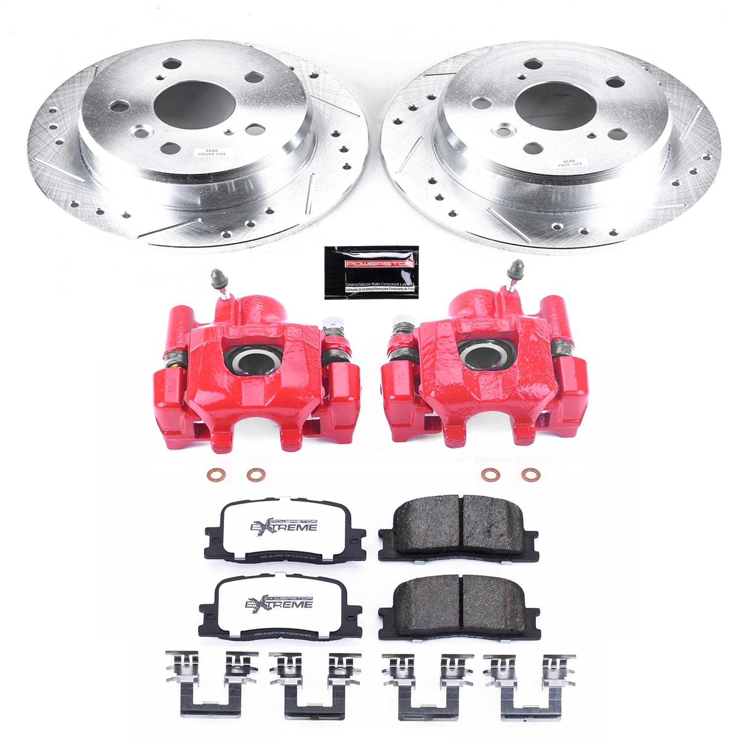 Power Stop - KC2418-36 - Rear - Disc Brake Pad/Caliper and Rotor Kit