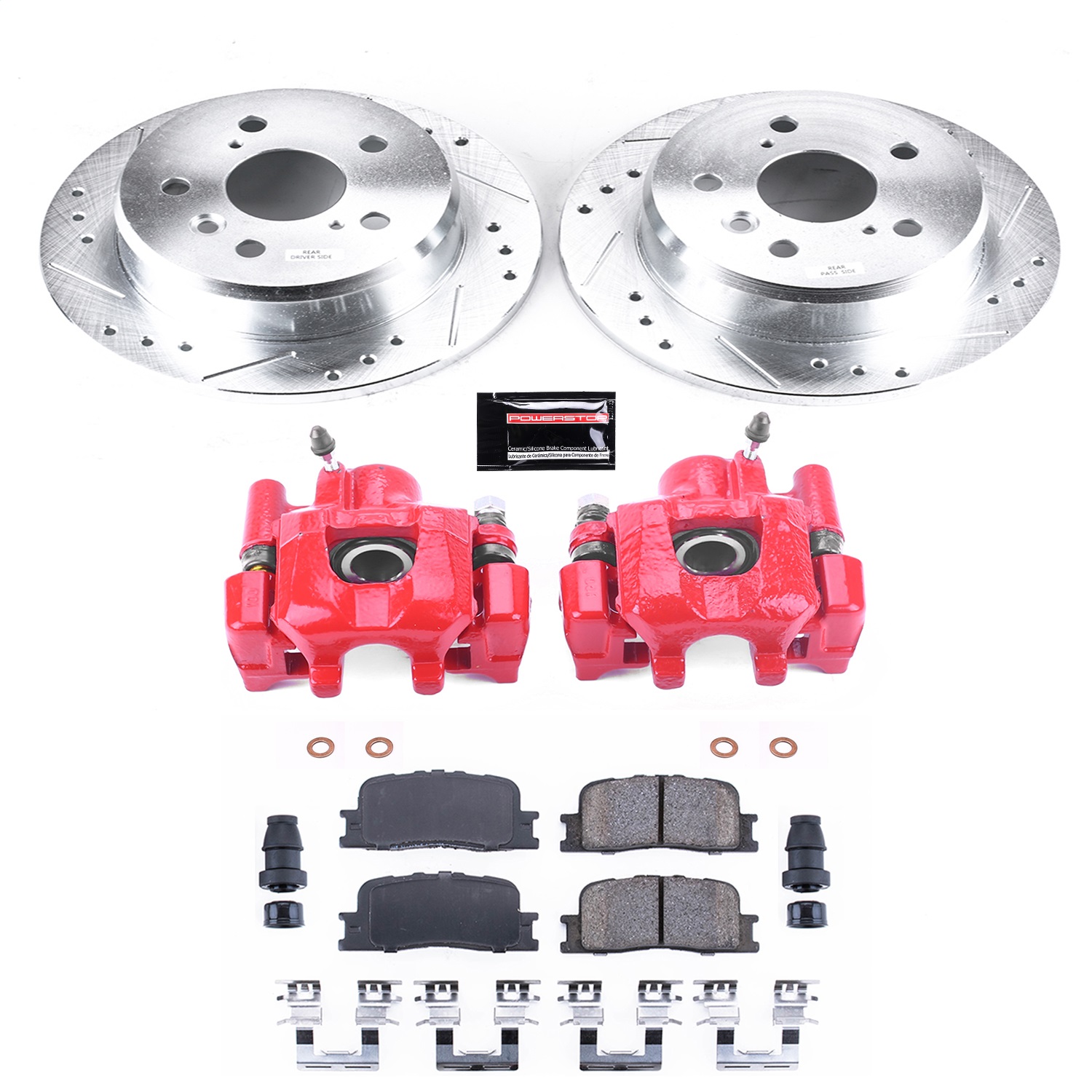 Power Stop - KC2418 - Rear - Disc Brake Pad/Caliper and Rotor Kit