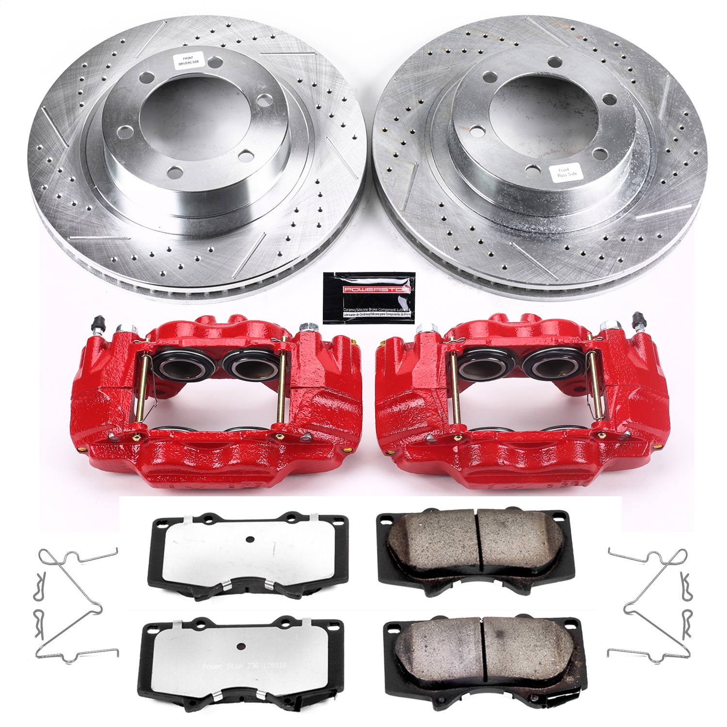 Power Stop - KC2421-36 - Front - Disc Brake Pad/Caliper and Rotor Kit