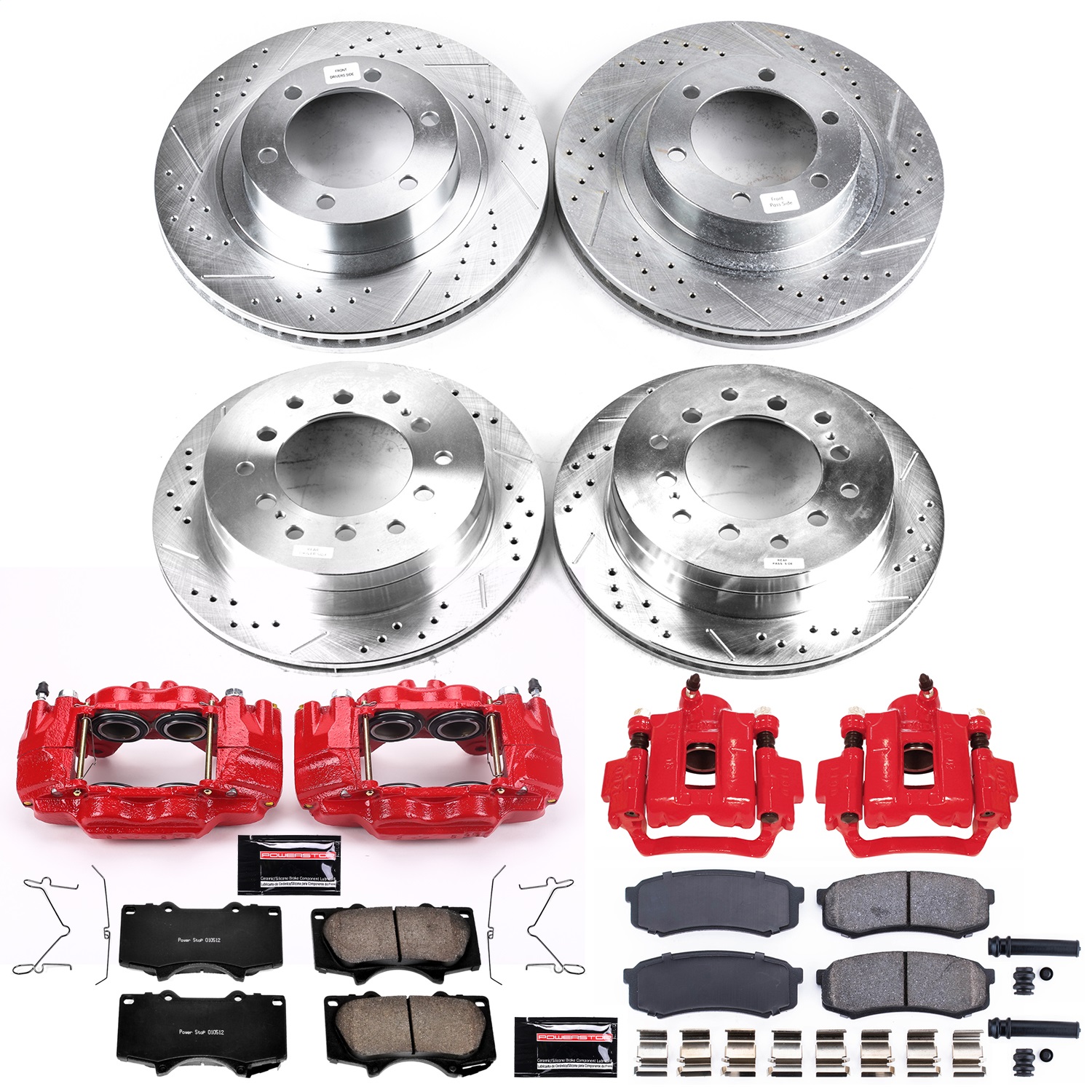 Power Stop - KC2422A - Front and Rear - Disc Brake Pad/Caliper and Rotor Kit