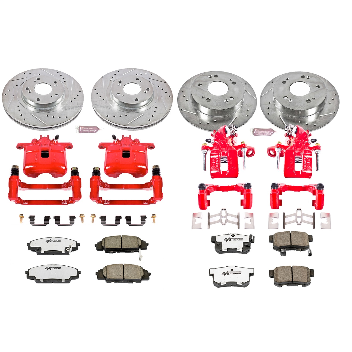 Power Stop - KC2440-26 - Front and Rear - Disc Brake Pad/Caliper and Rotor Kit