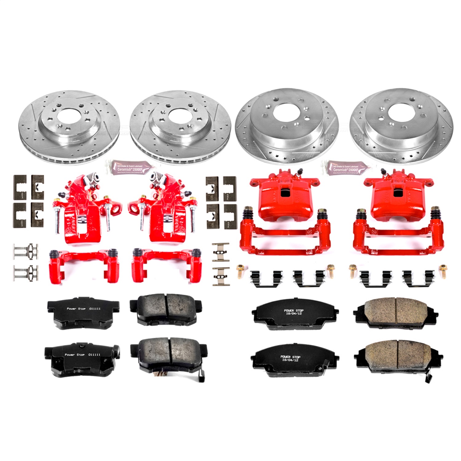 Power Stop - KC2440 - Front and Rear - Disc Brake Pad/Caliper and Rotor Kit